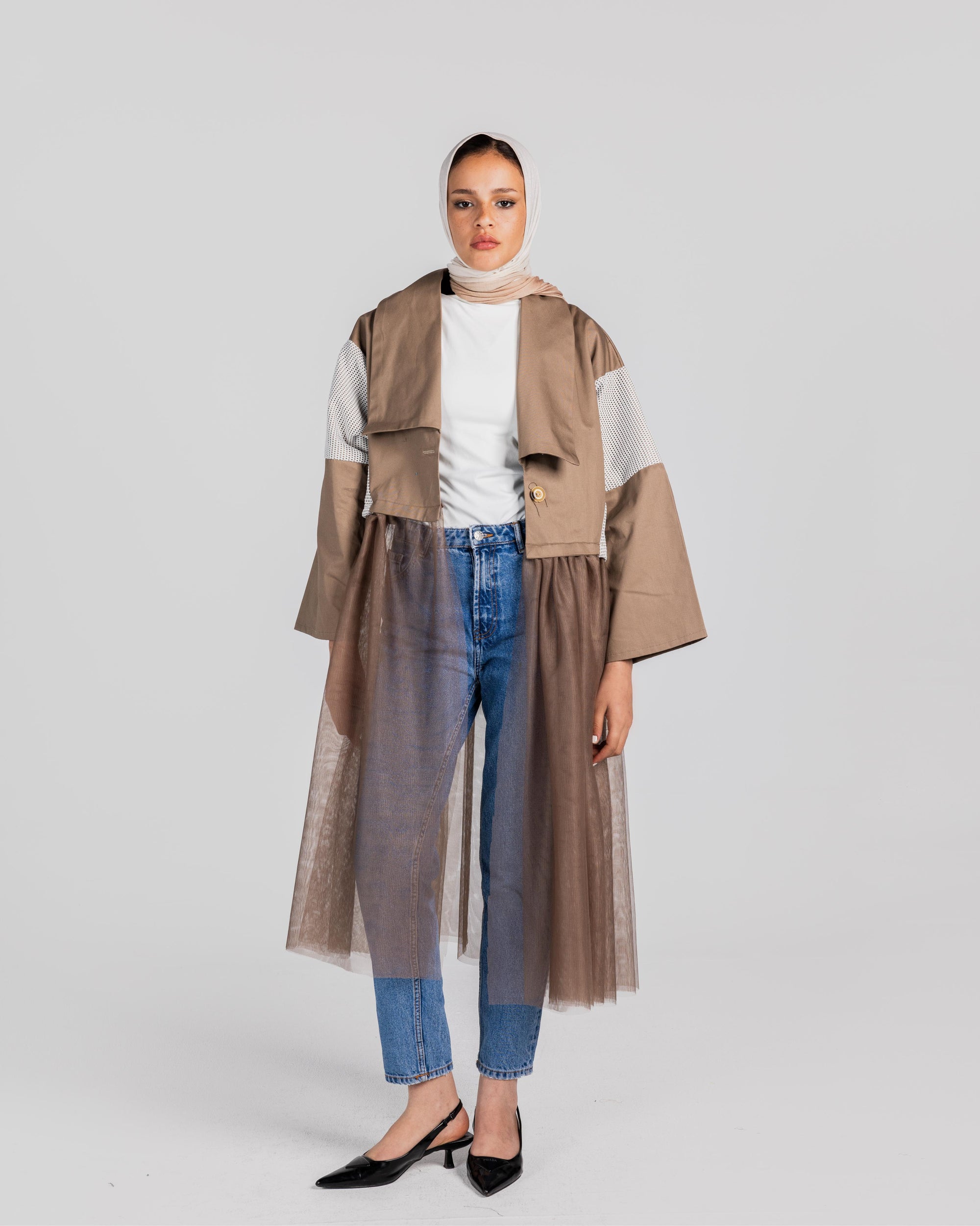 Cafe Trench Tulle Jacket