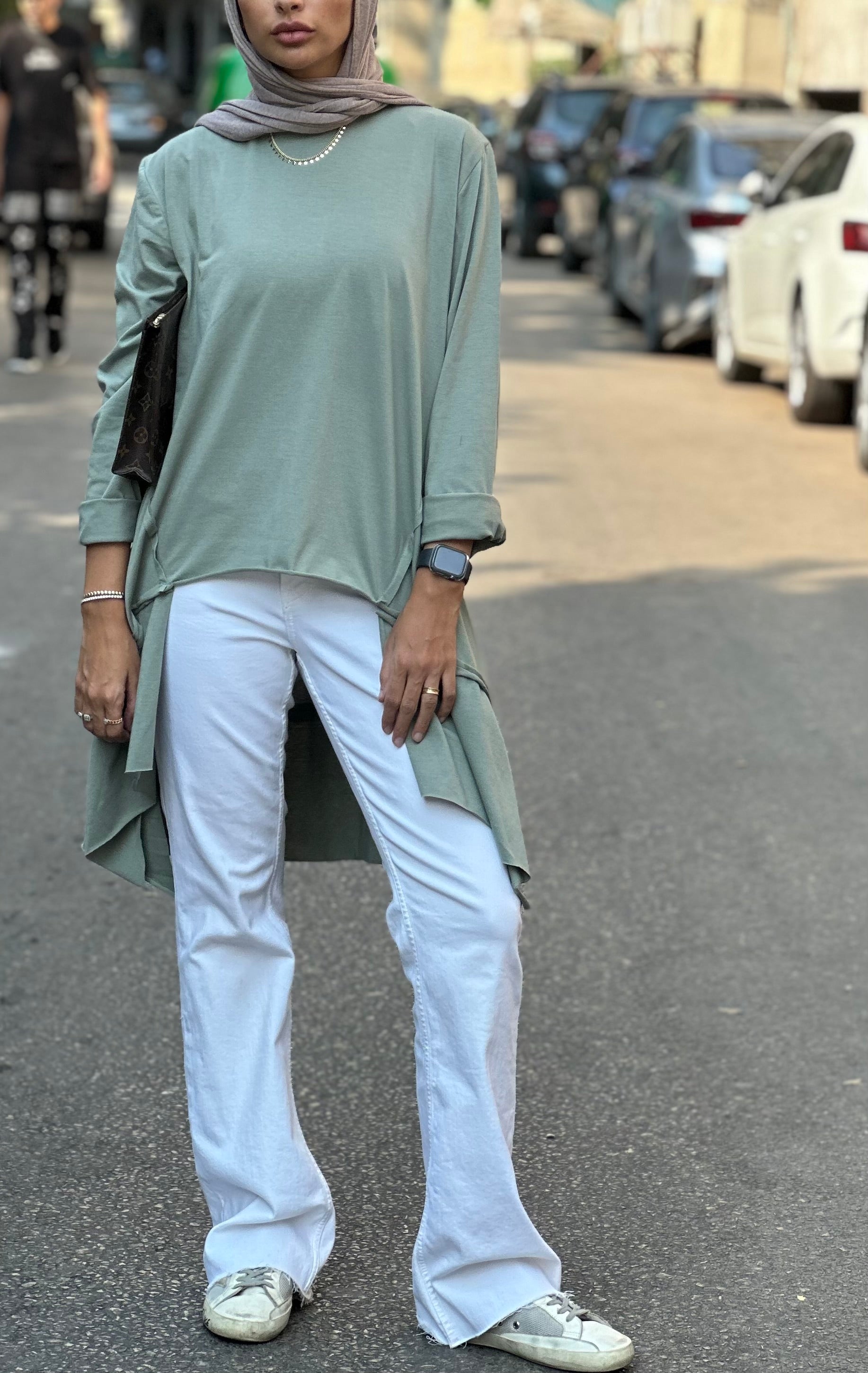 Olive Basic Top With A Twist