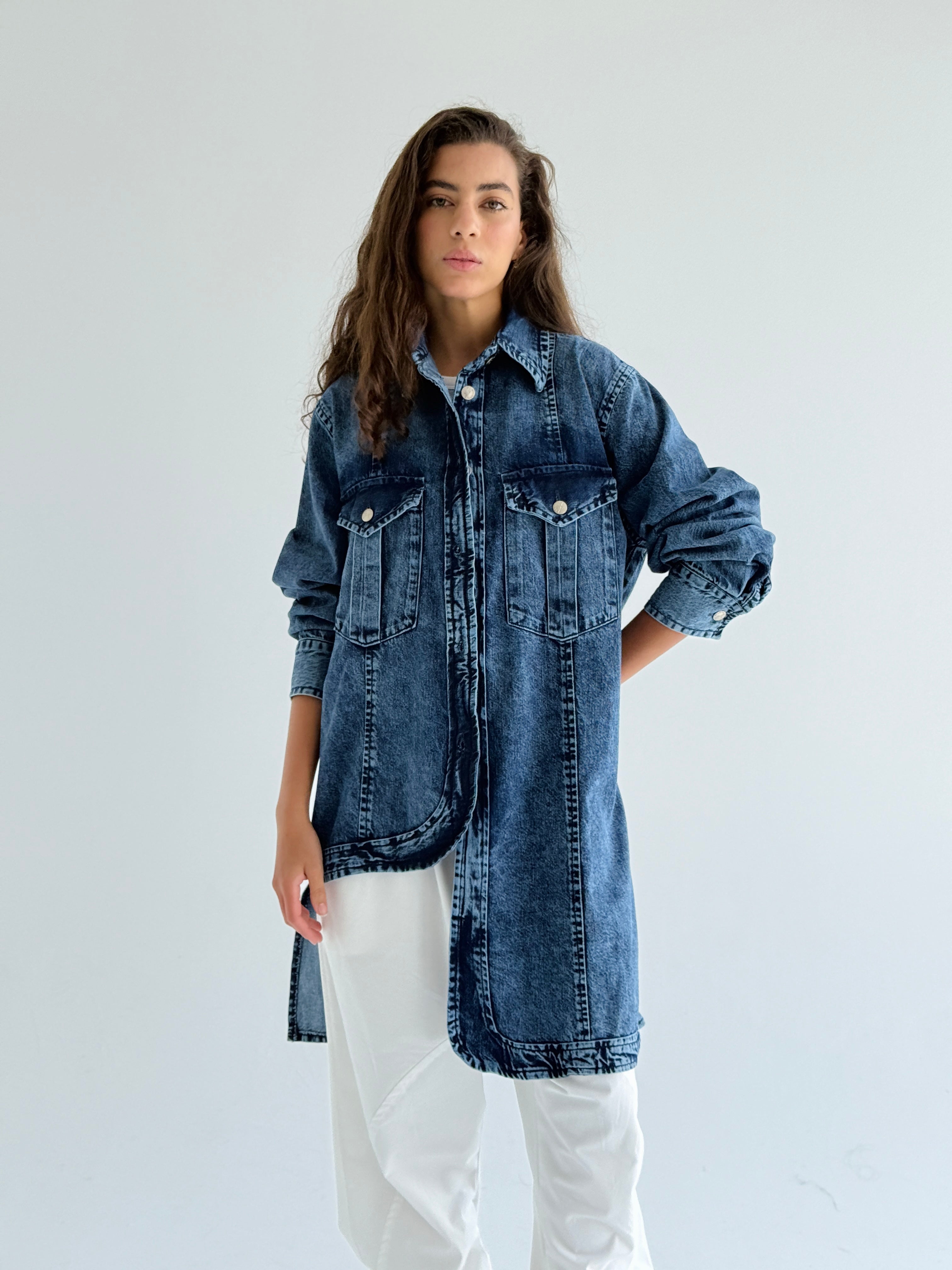 Asymmetrical Denim Shirt