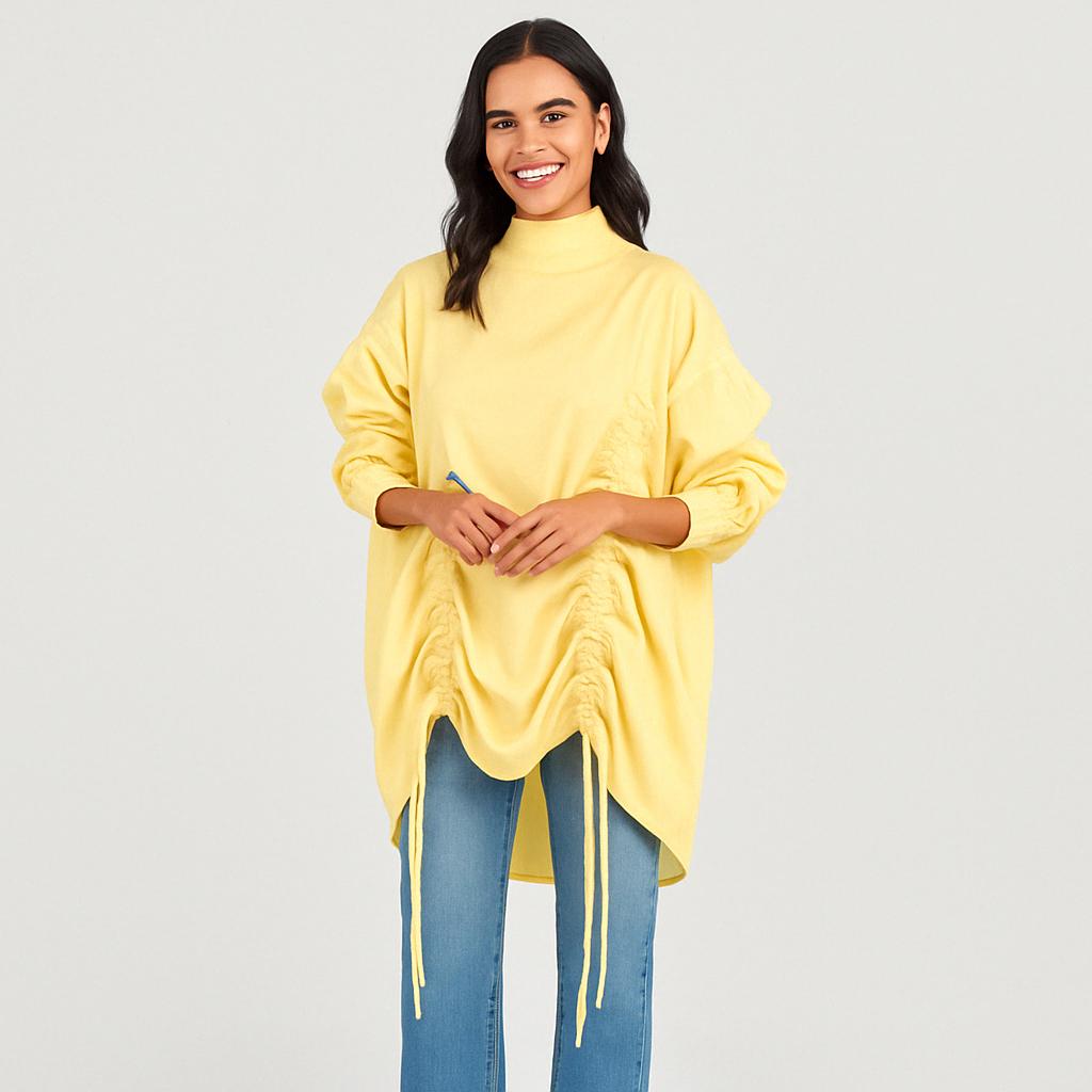 Butter Yellow Drawstring Poplin Shirt
