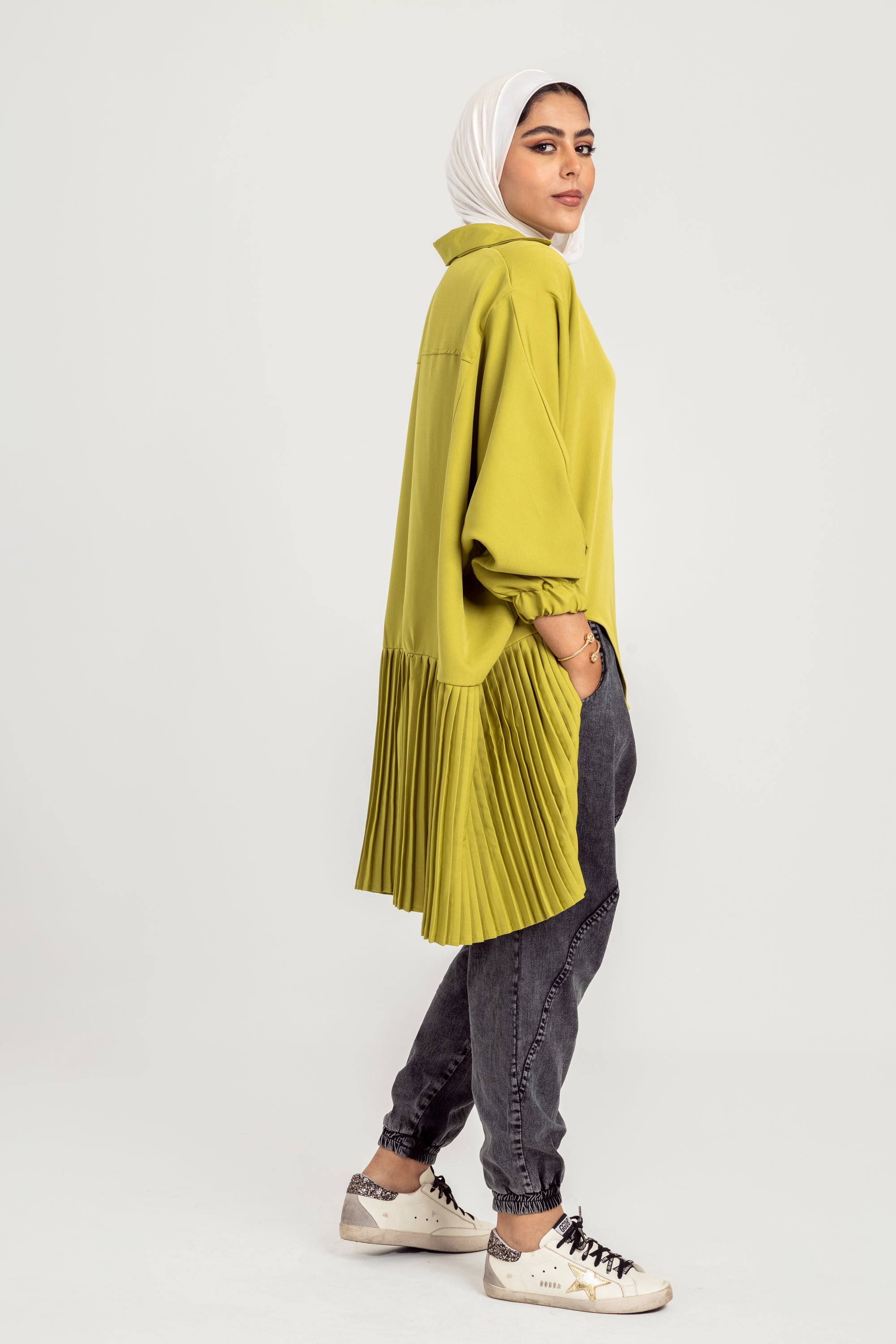 Lemon Pleated Top