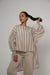 Beige Striped Linen Top - Theyab