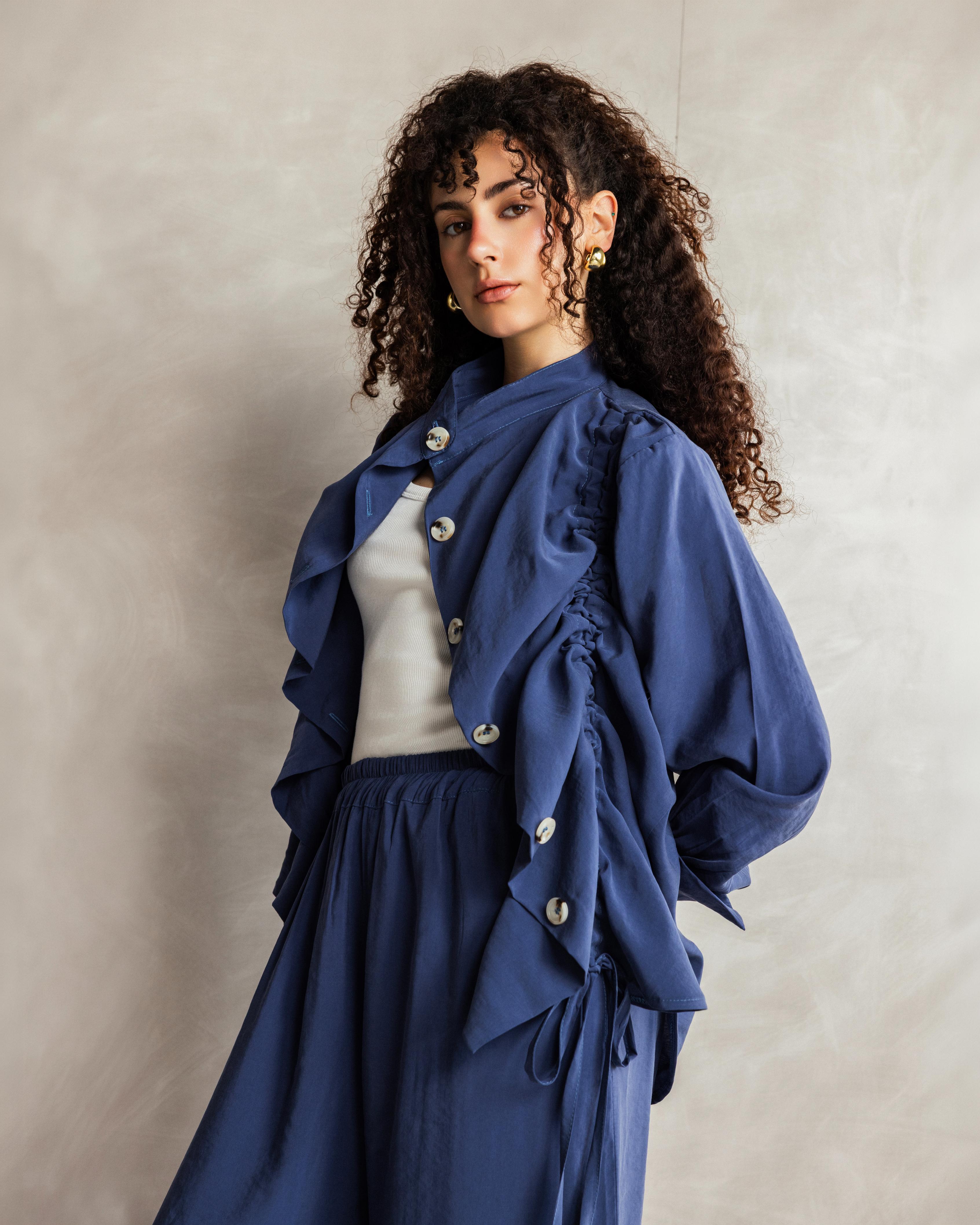 Dark  Blue Ruffled Barrel Set