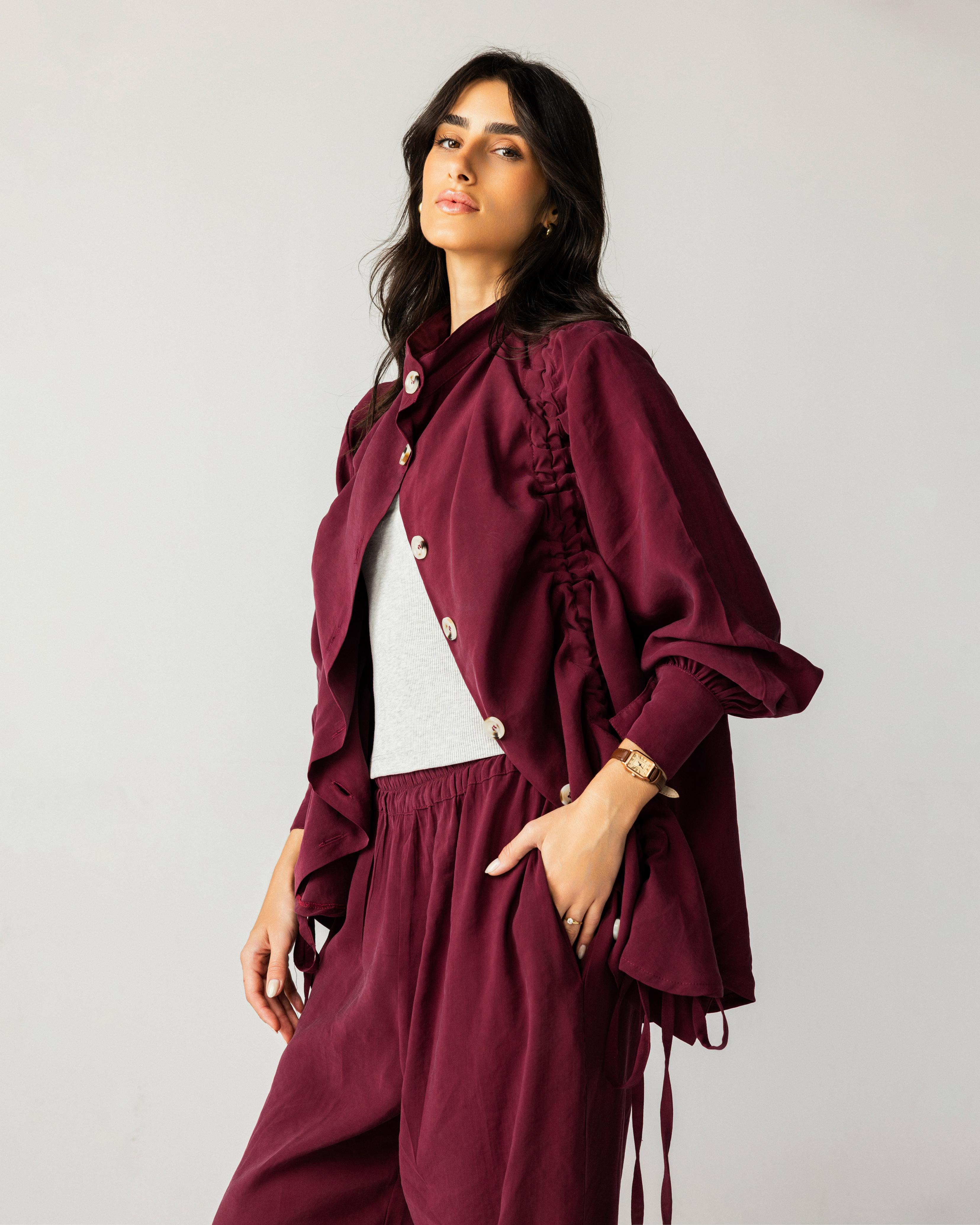 Burgundy  Ruffled Barrel Set