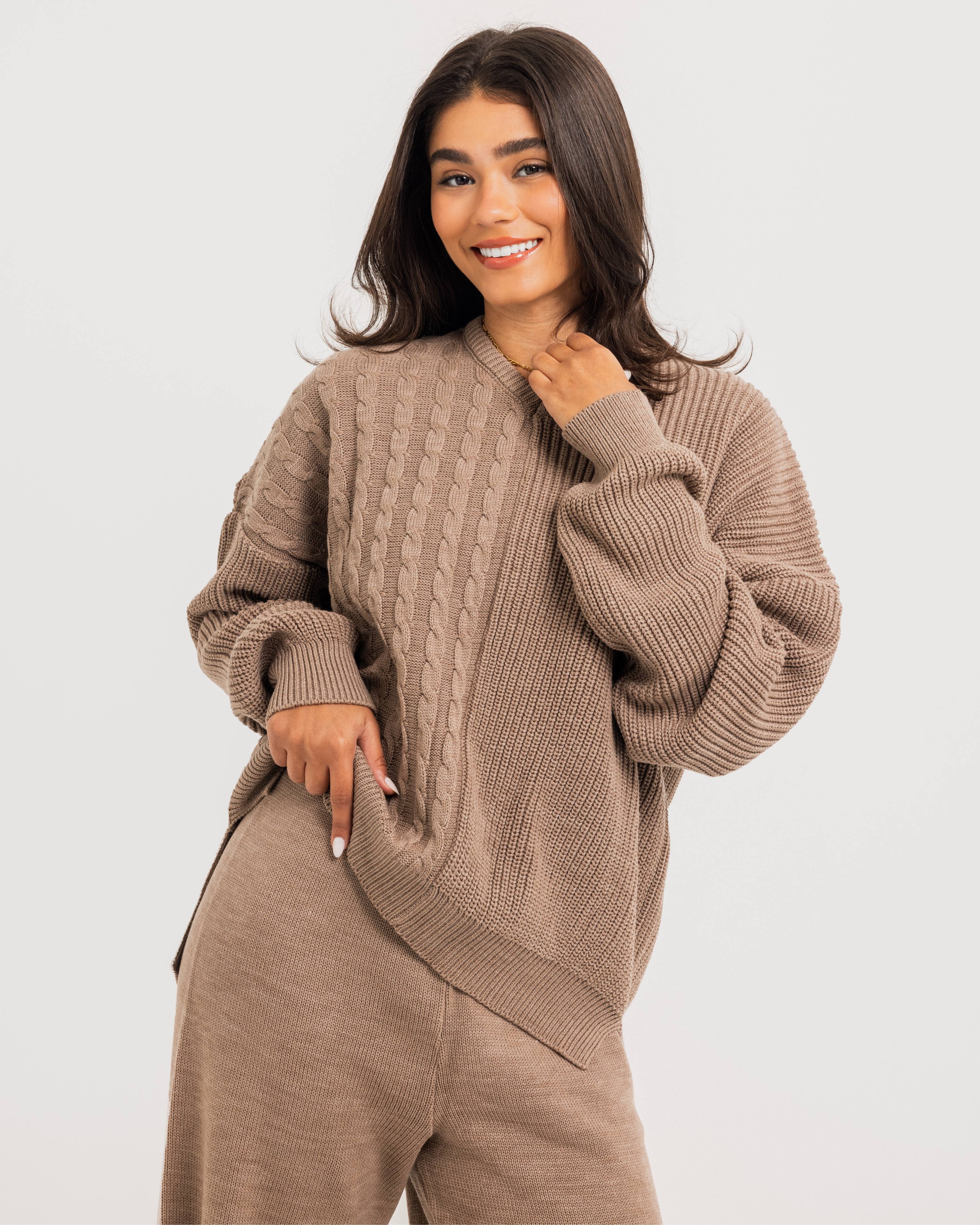 Beige Braided Knit Set – Theyab