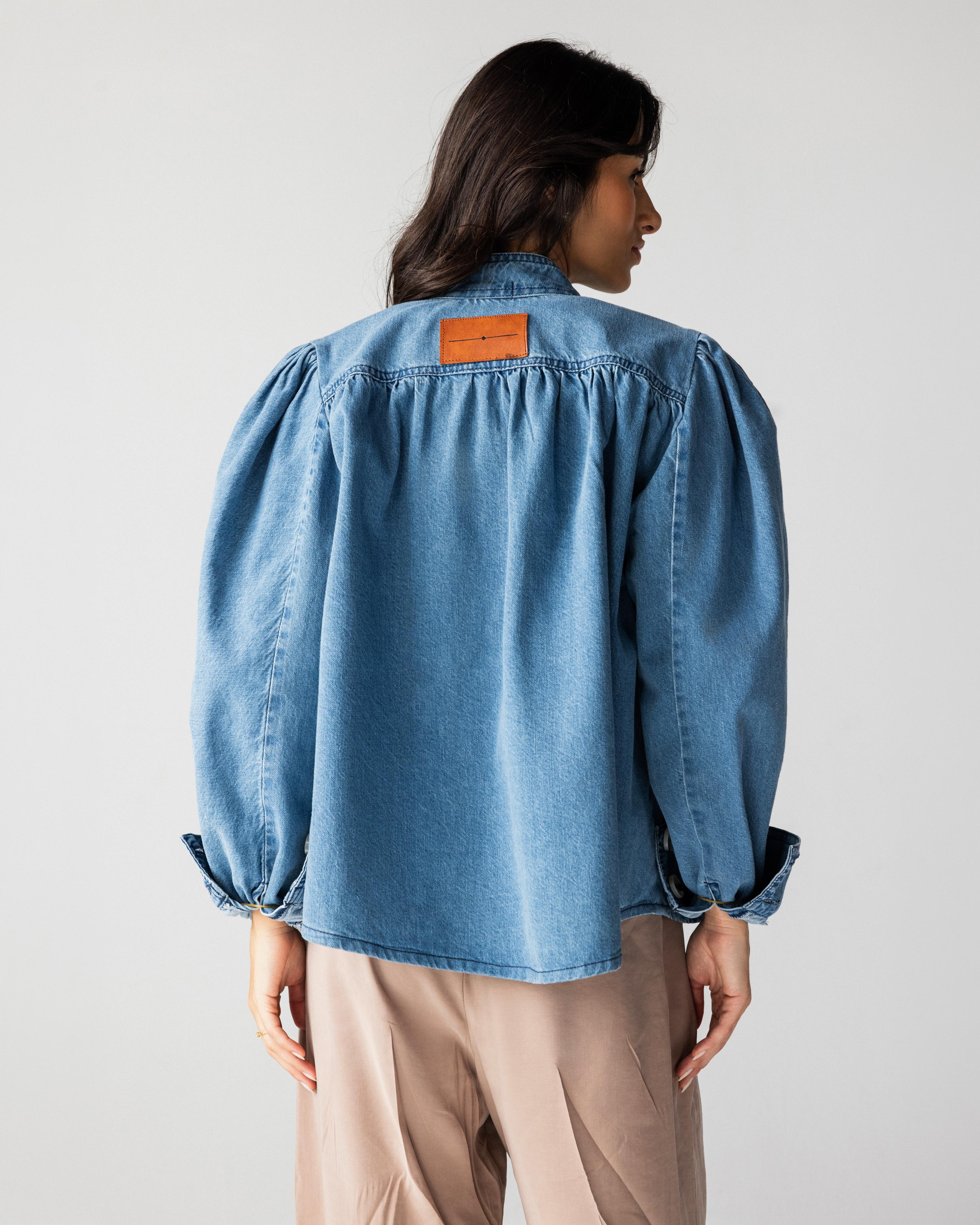 Funnel Neck Denim Jacket