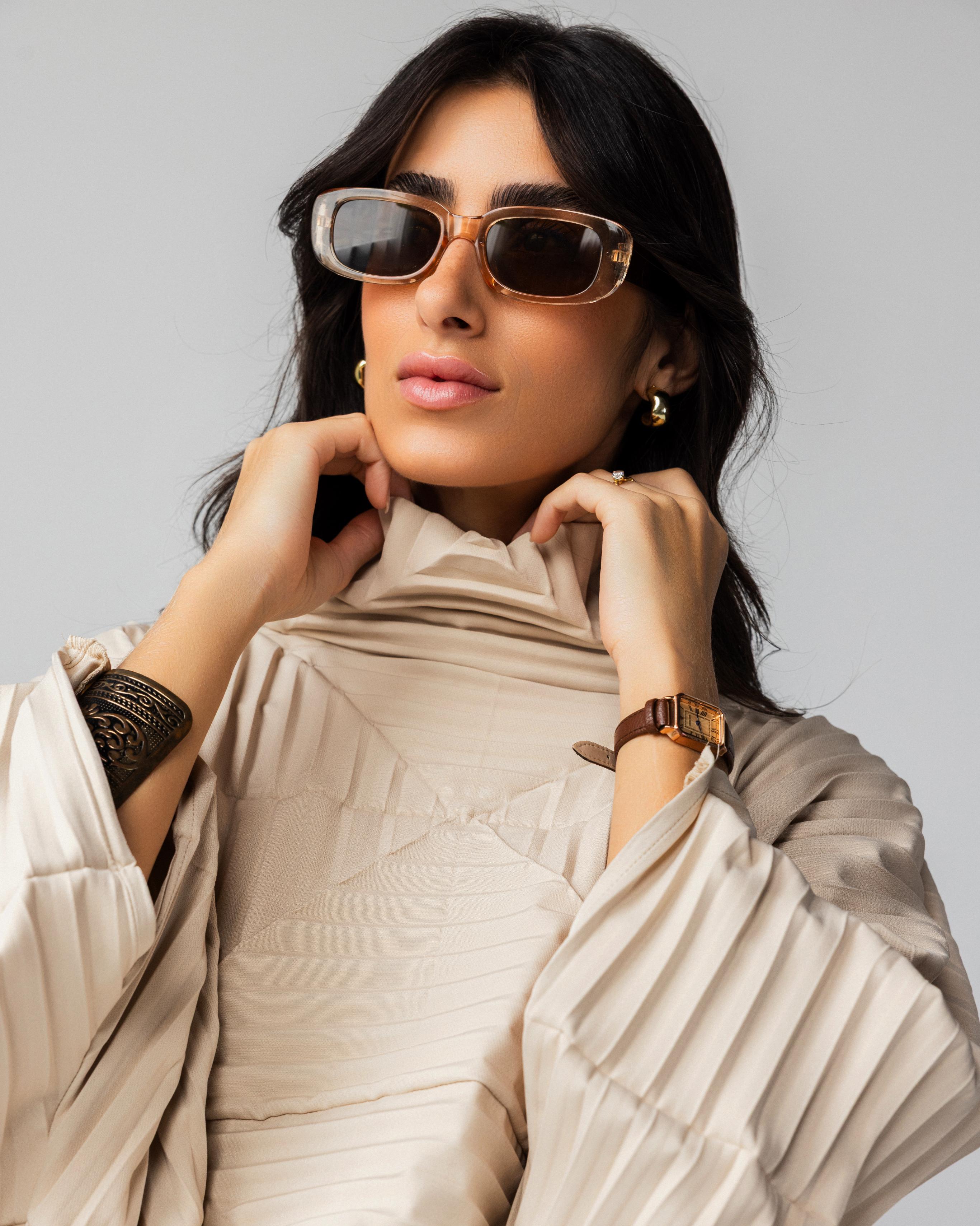 Beige Collar Pleated Top