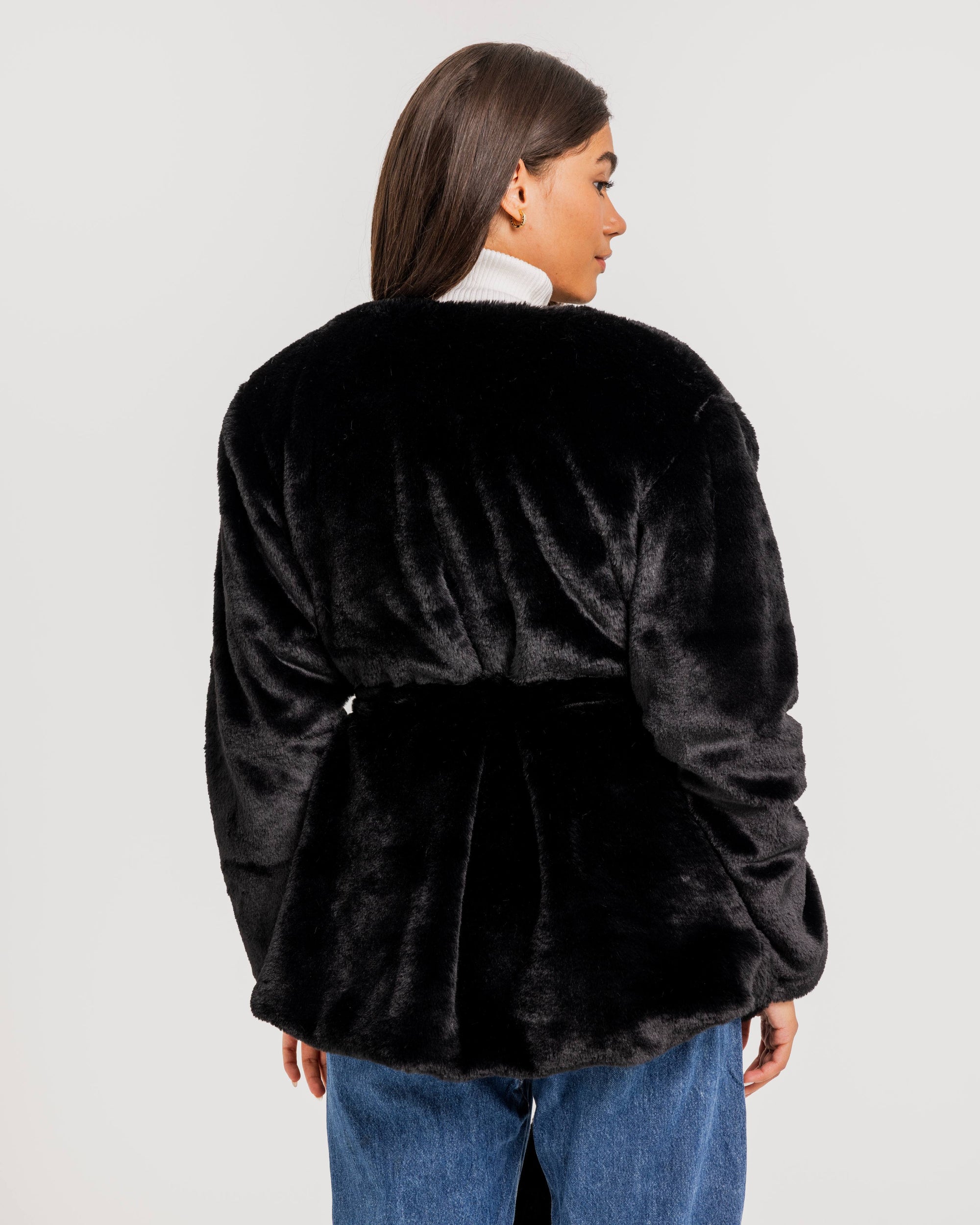 Black Belted Fur Blazer