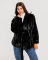 Black Belted Fur Blazer