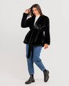 Black Belted Fur Blazer