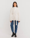 White Belted Fur Blazer