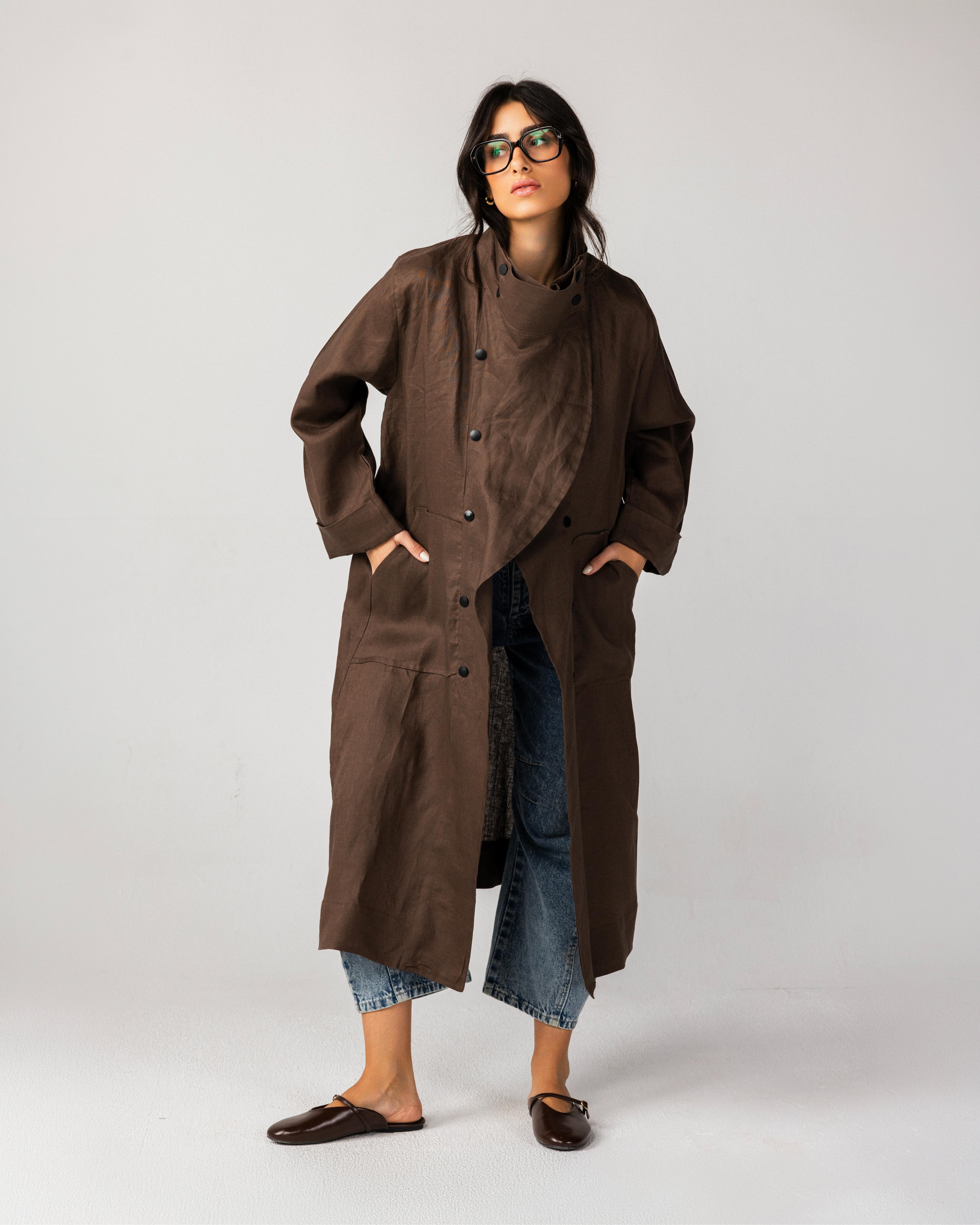 Brown Buttoned Up Cardigan