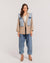 Beige  Vested Denim Blazer