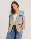 Beige  Vested Denim Blazer