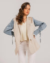 Beige  Denim Sleeves Blazer