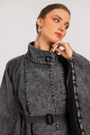 Washed Black Belted Denim Cape.