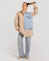 Beige Poplin Denim Shirt