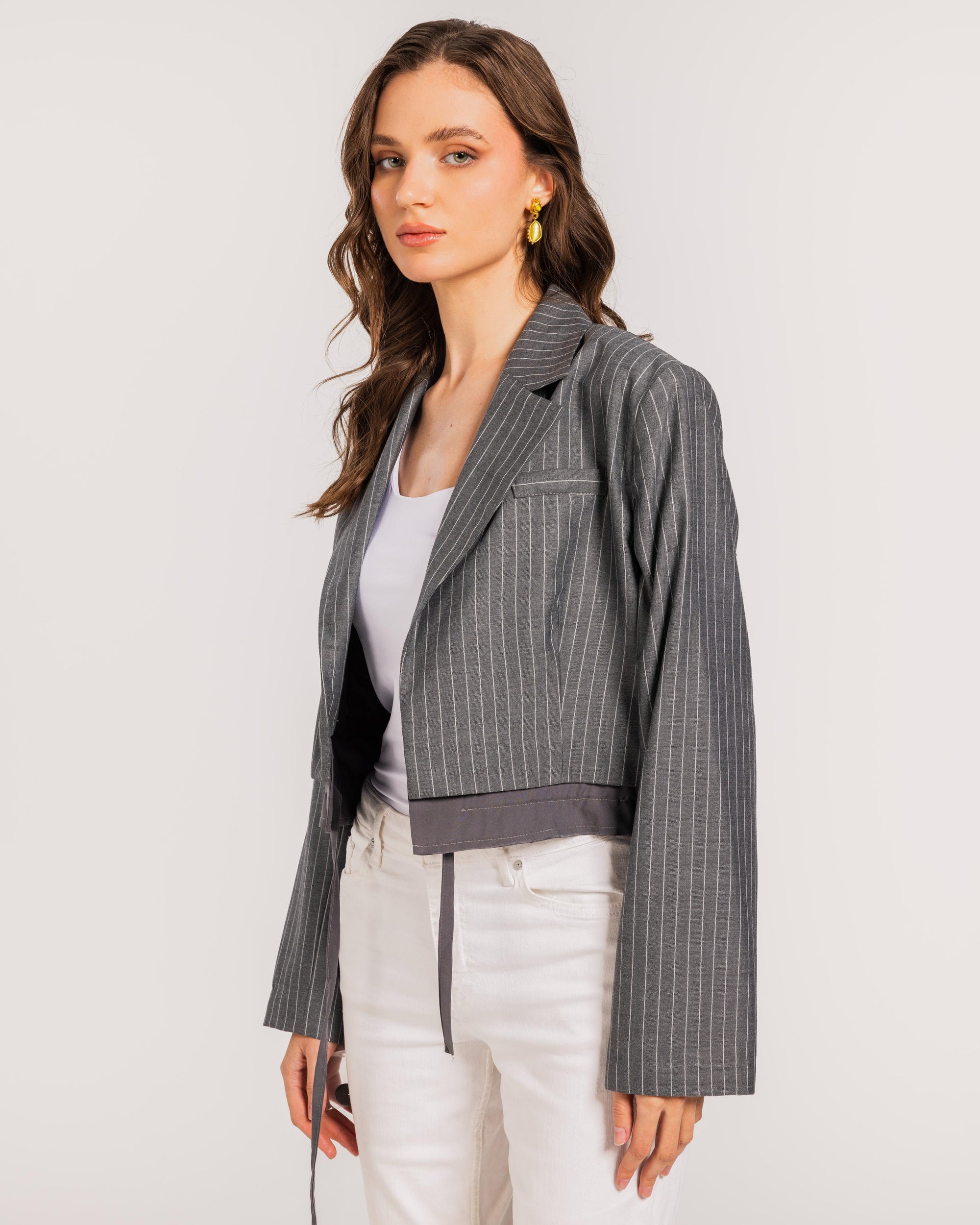 Cropped Stripped Blazer