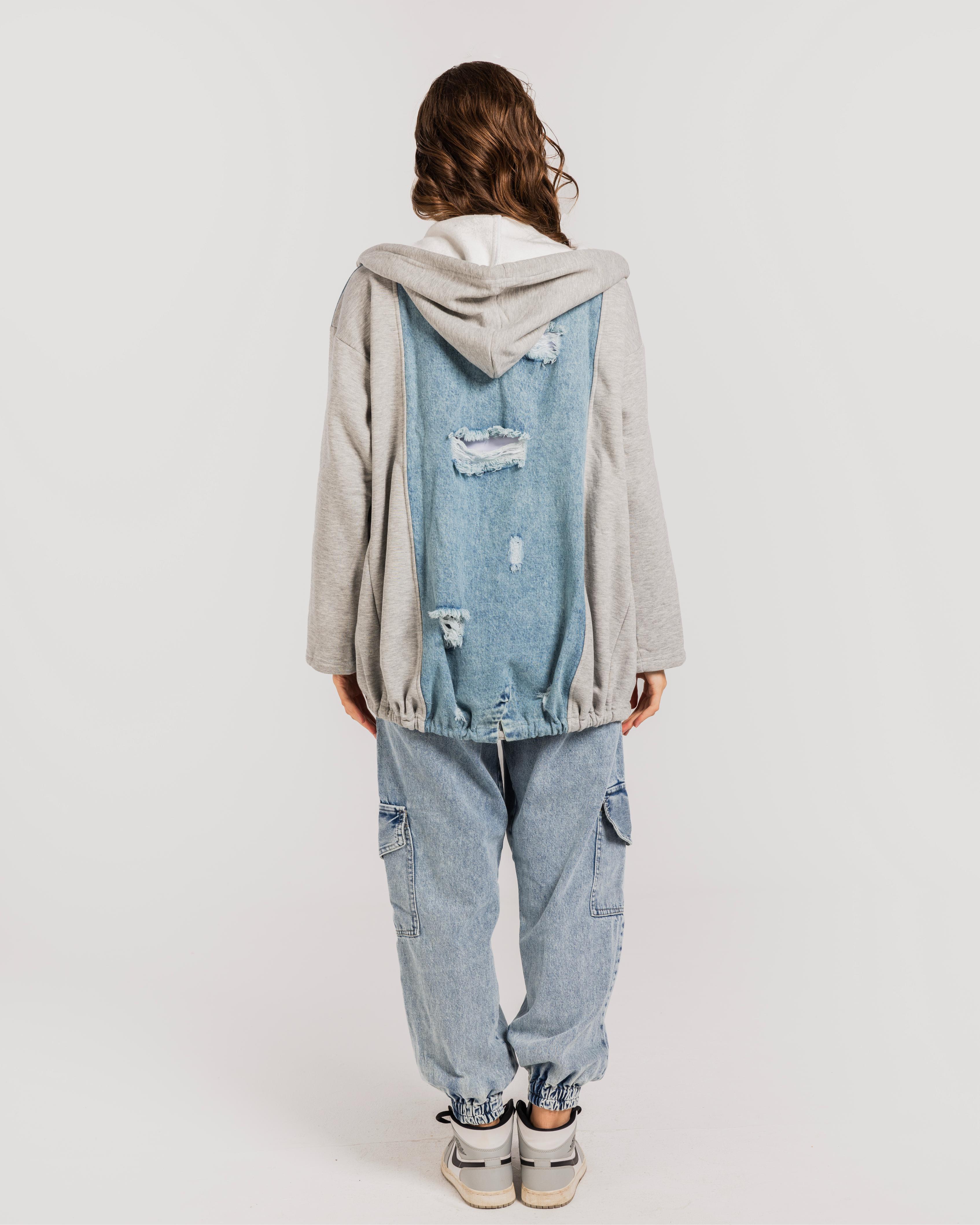 Grey   Melton x Denim Cutting