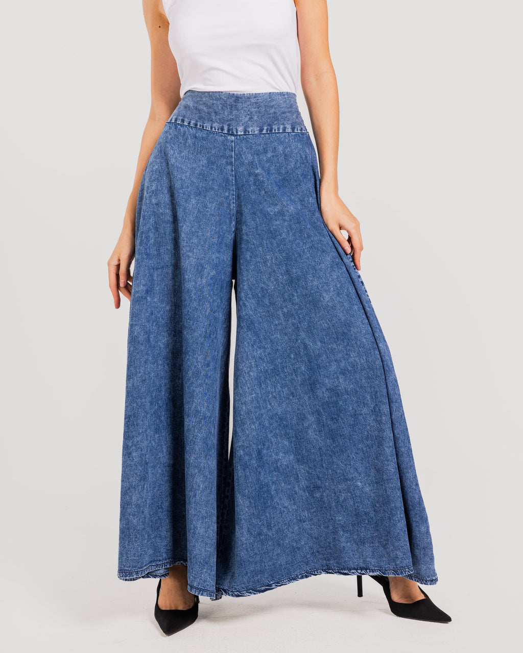 Blue Denim Palazzo Pants