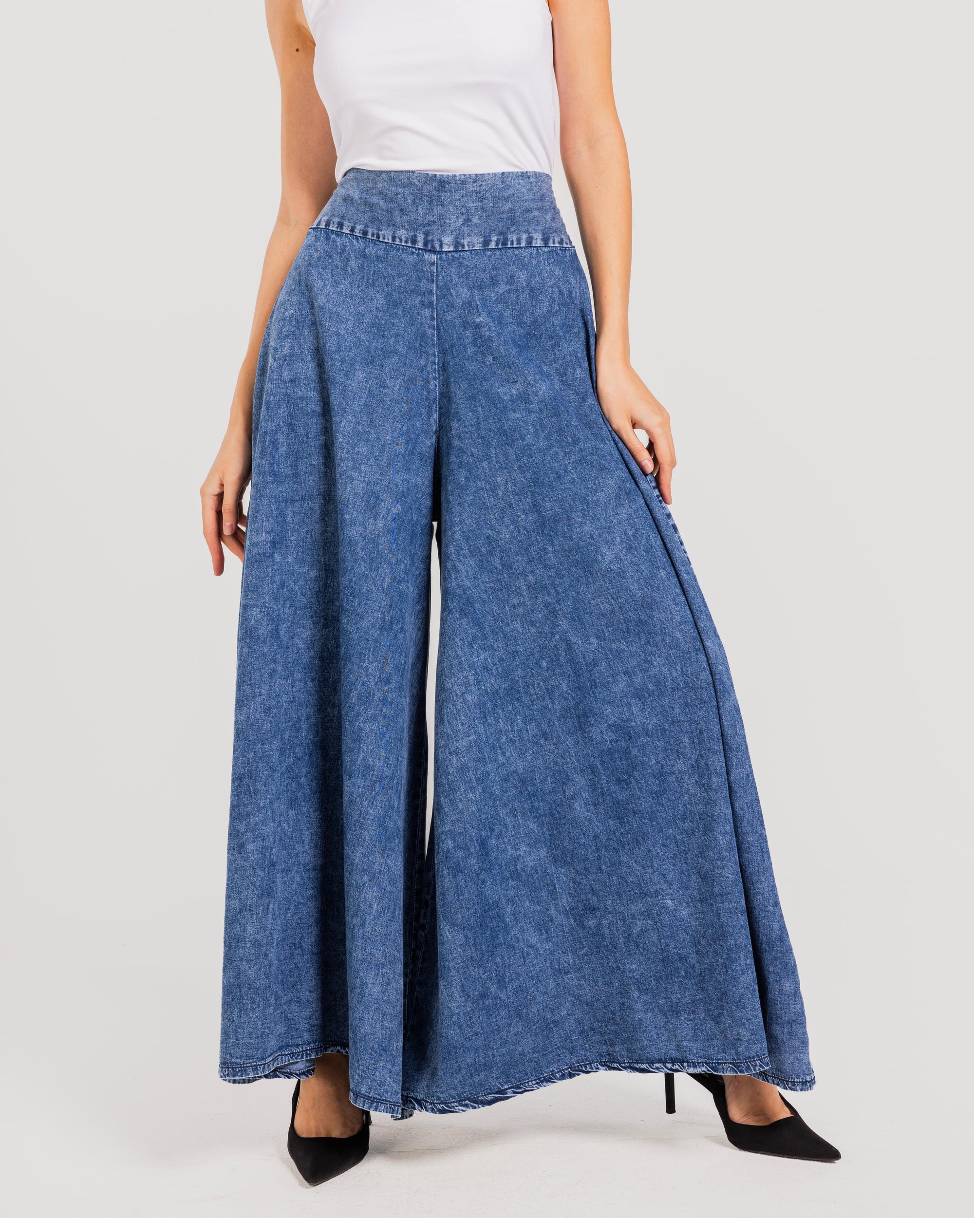 Blue Denim Palazzo Pants