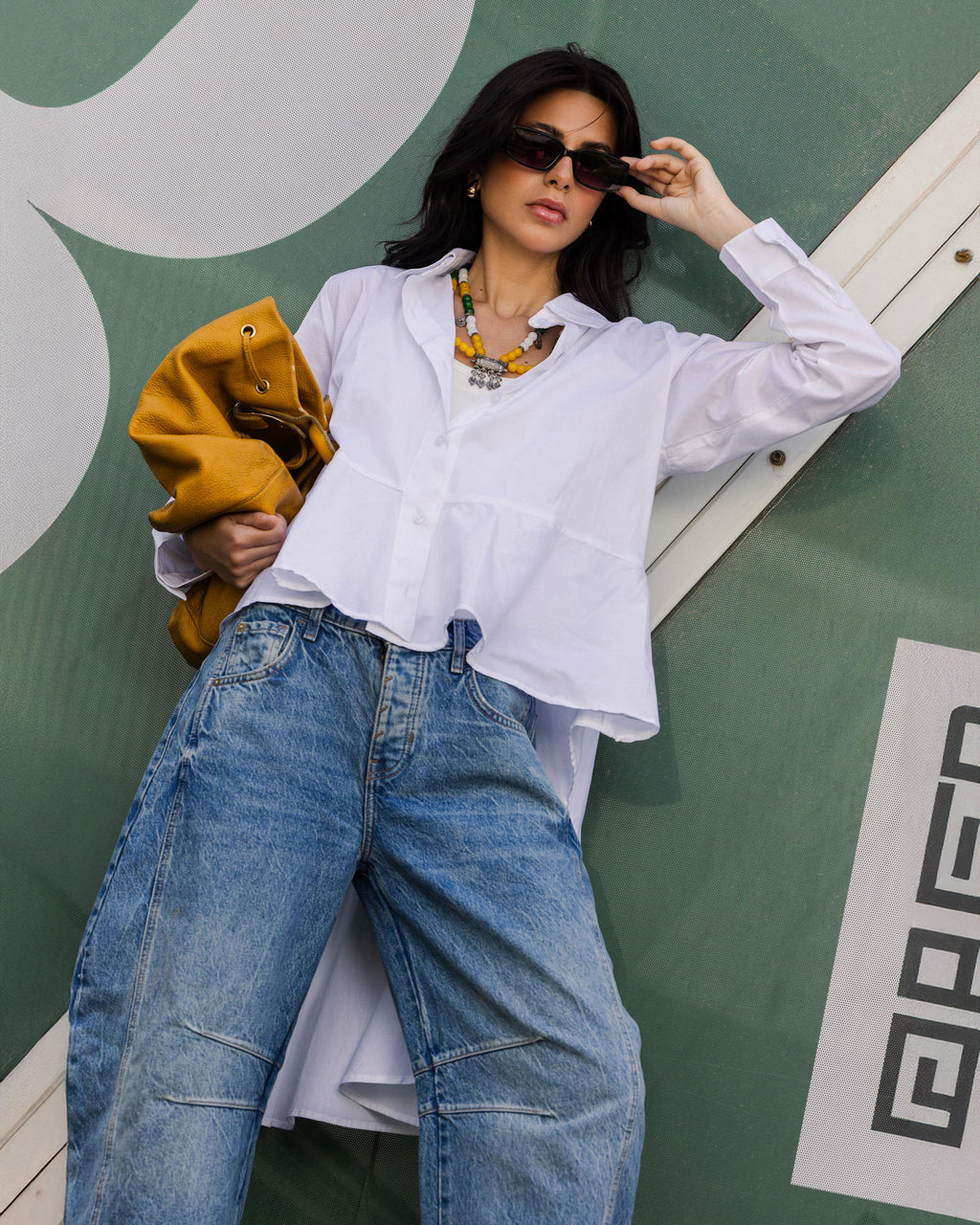 Off White Round Ruffled Poplin Shirt