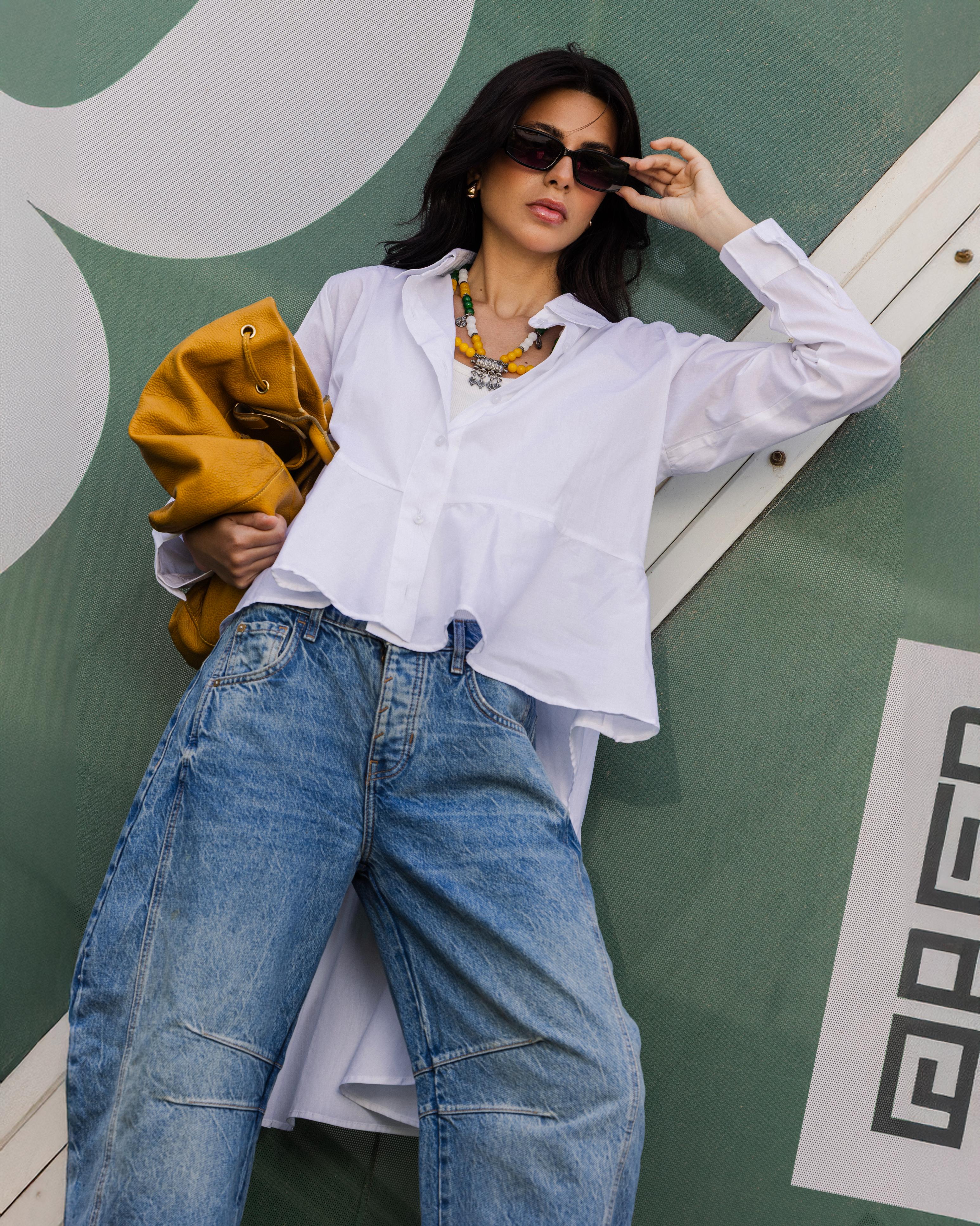Off White Round Ruffled Poplin Shirt