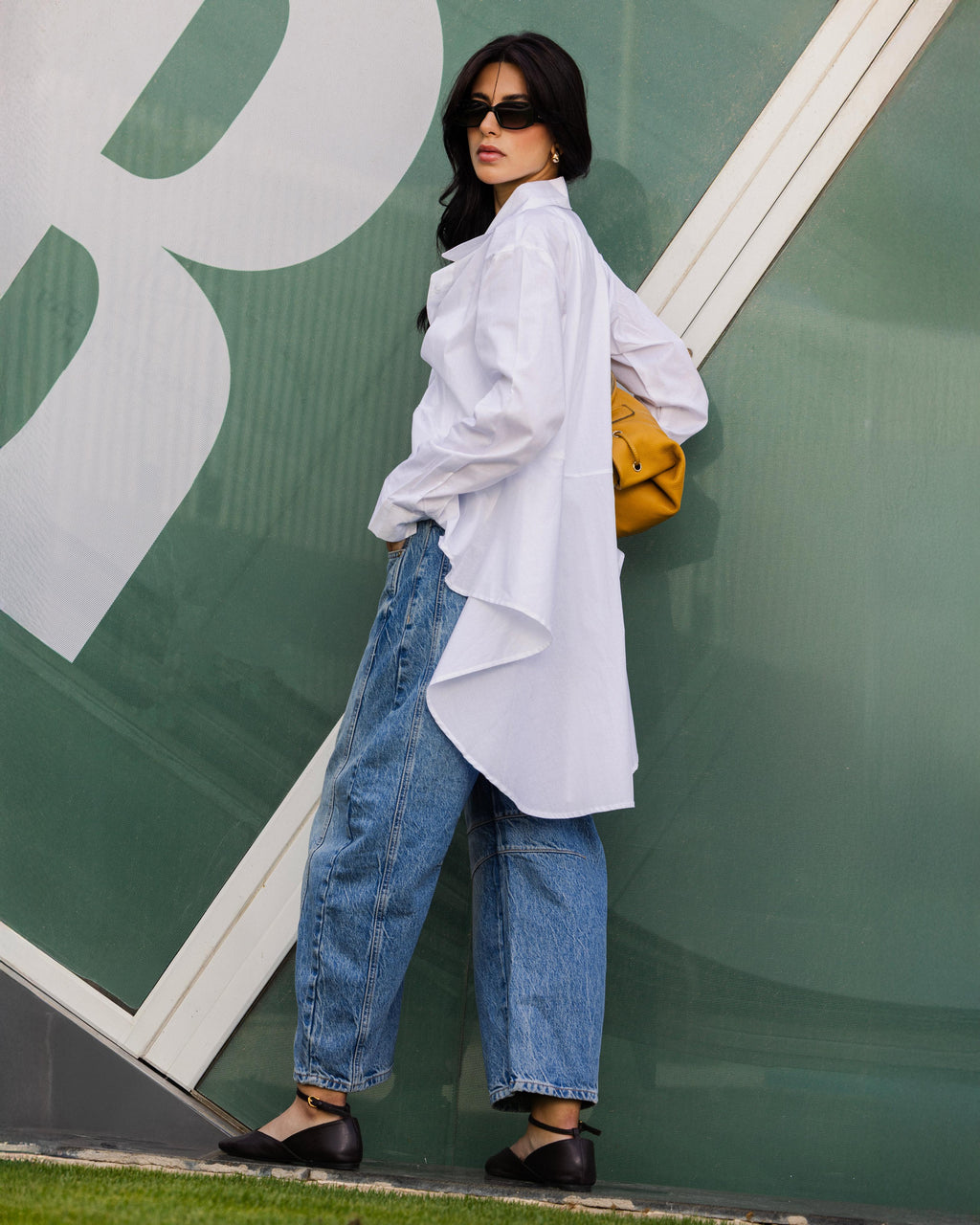 Off White Round Ruffled Poplin Shirt