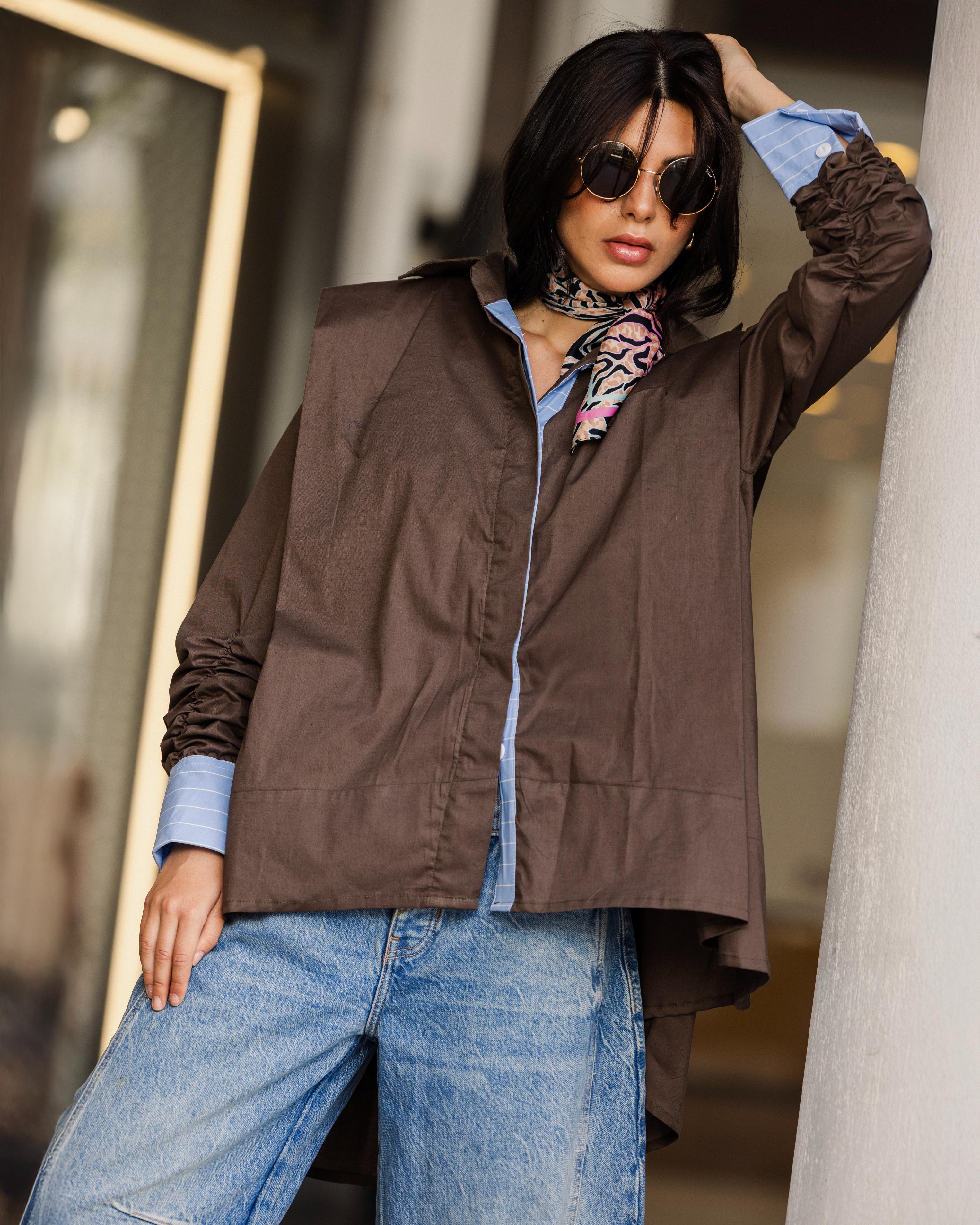Brown  Extra Fabric Redefined Shirt