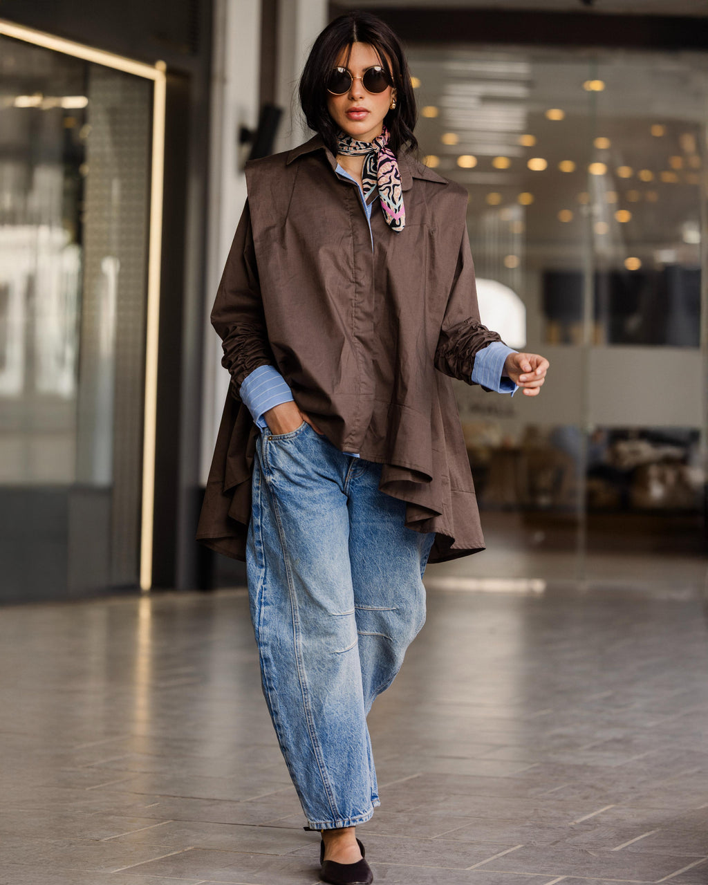 Brown  Extra Fabric Redefined Shirt