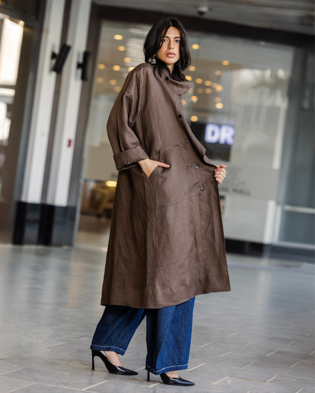 Brown Buttoned Up Cardigan