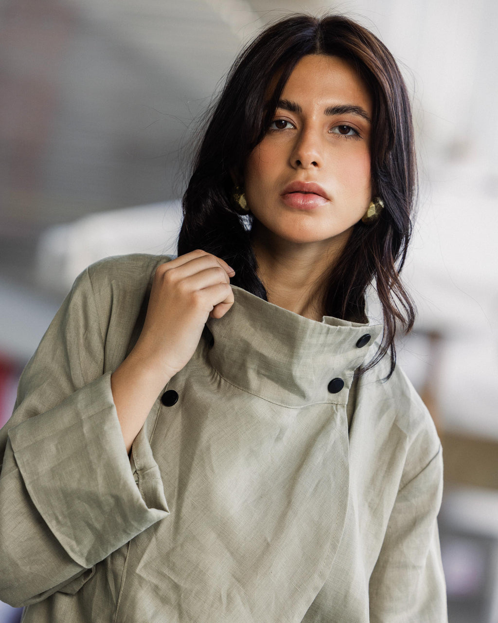 Olive Buttoned Up Cardigan