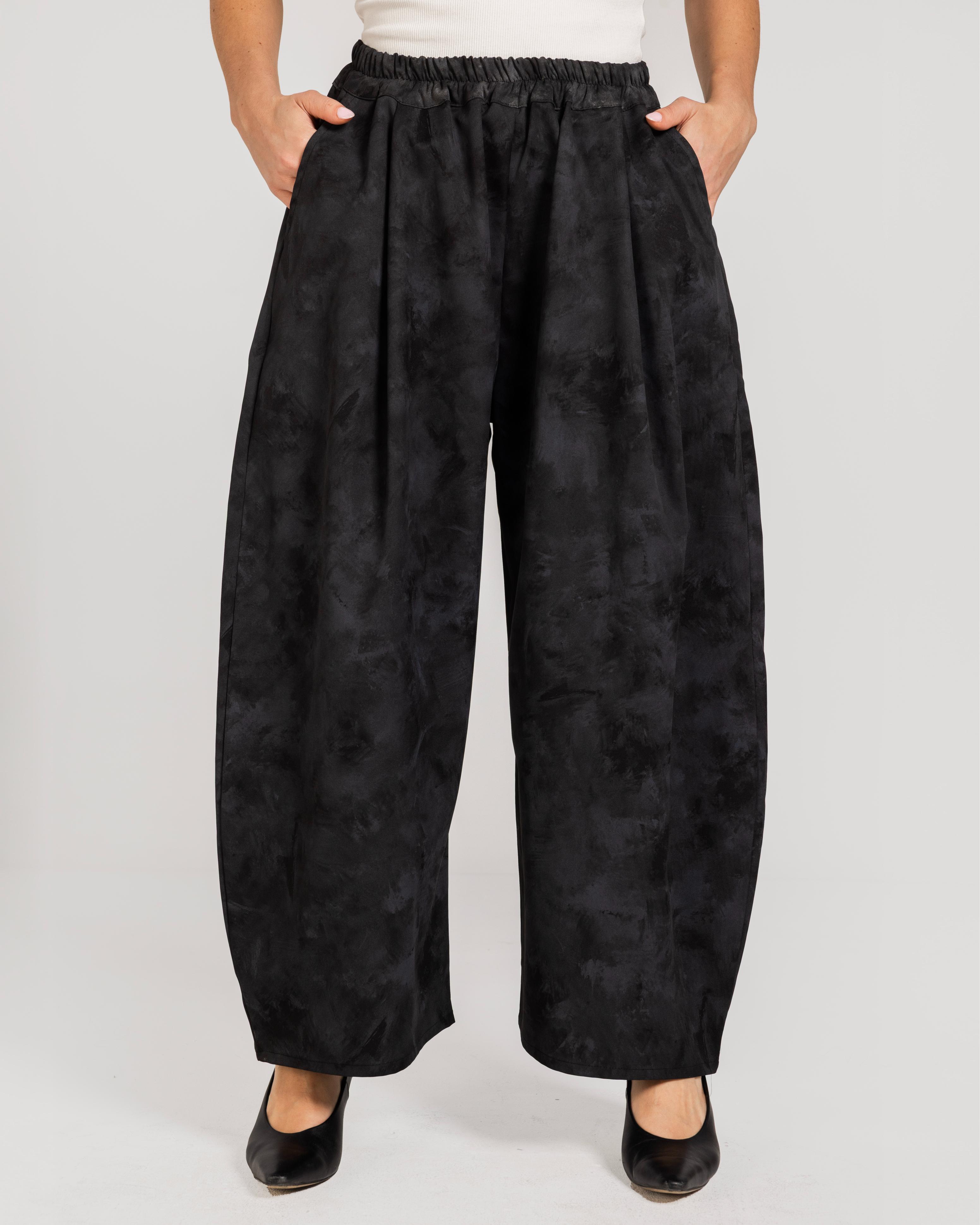 Black Camouflage Barrel Pants