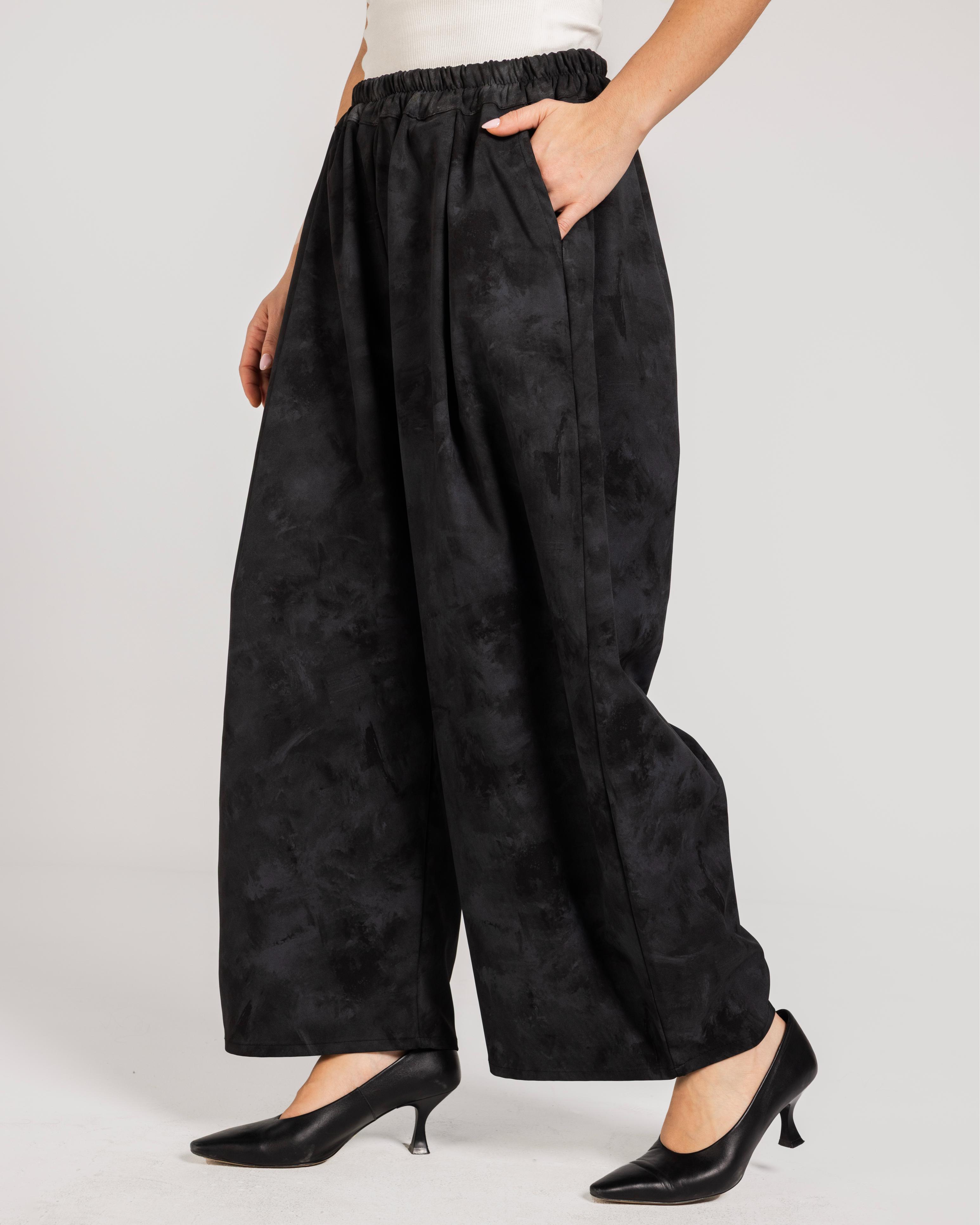 Black Camouflage Barrel Pants