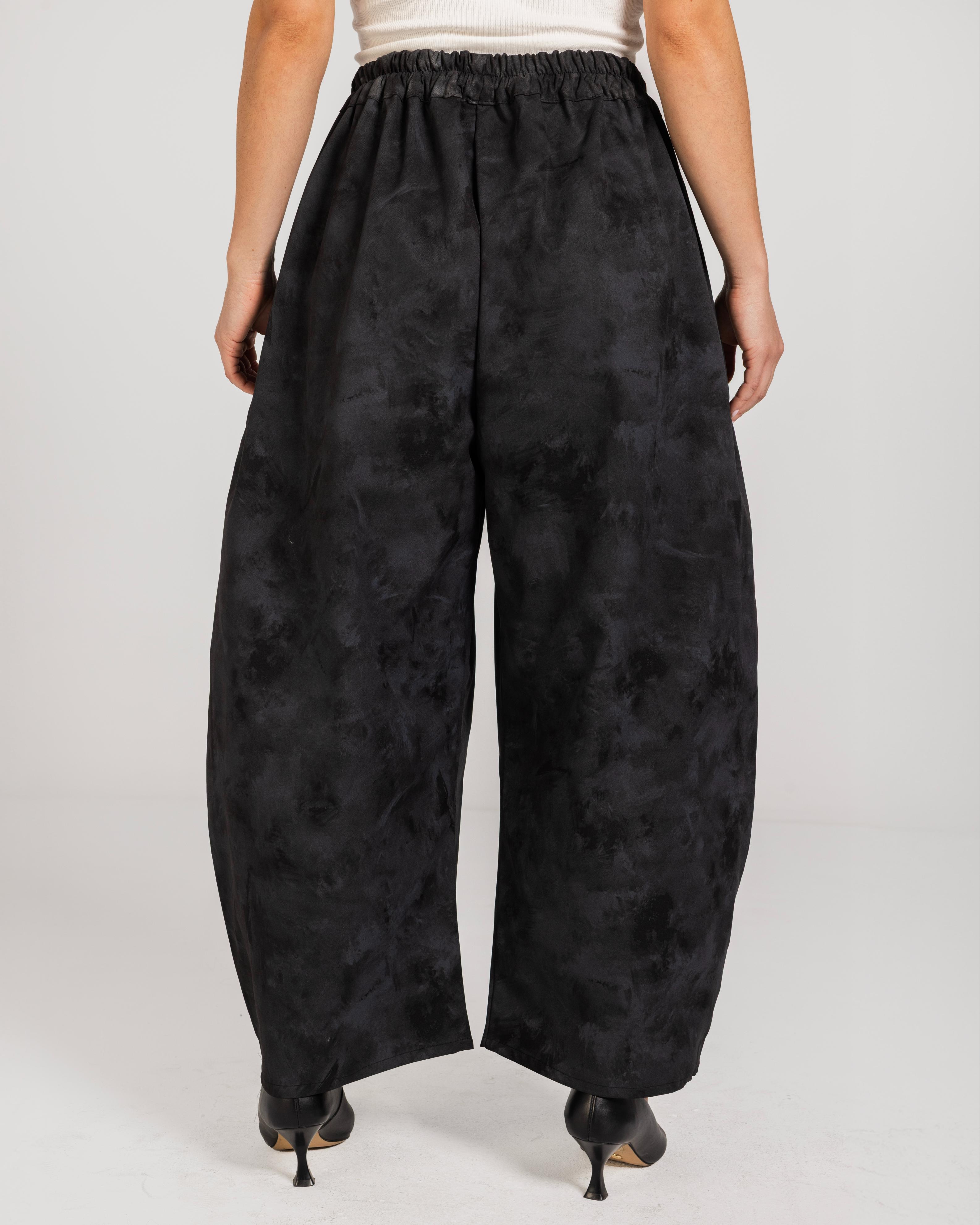 Black Camouflage Barrel Pants