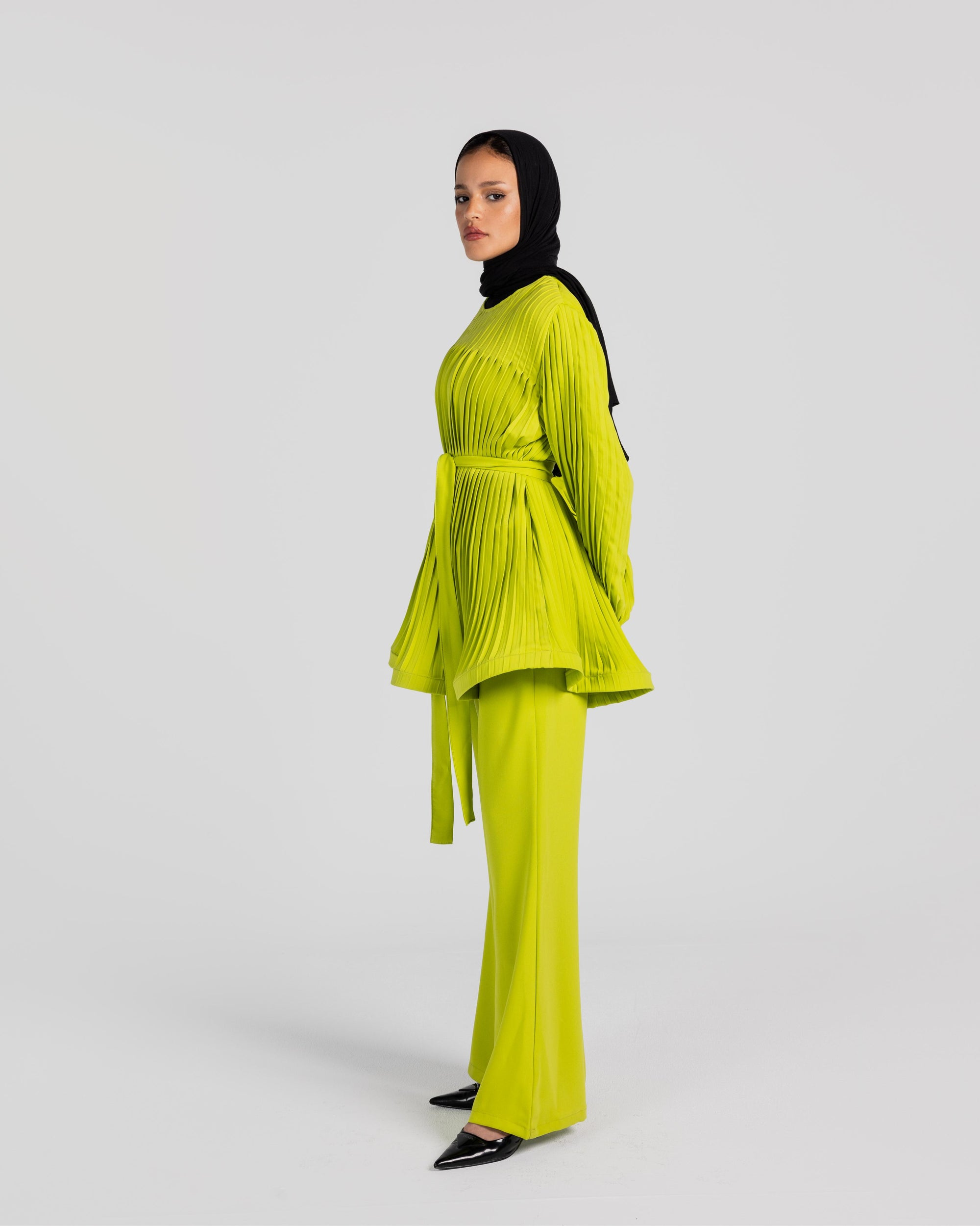 Lime Pleated Set
