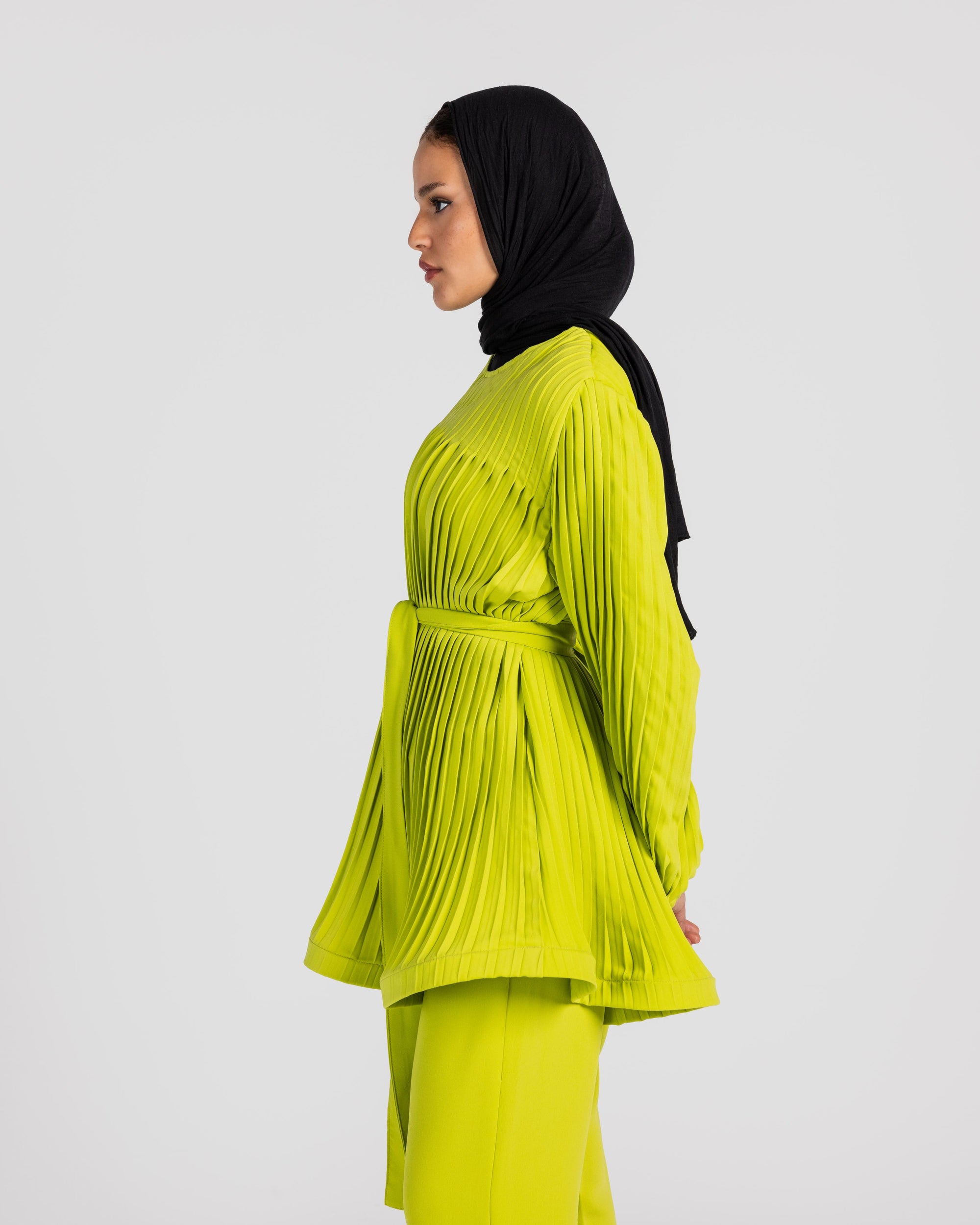 Lime Pleated Set