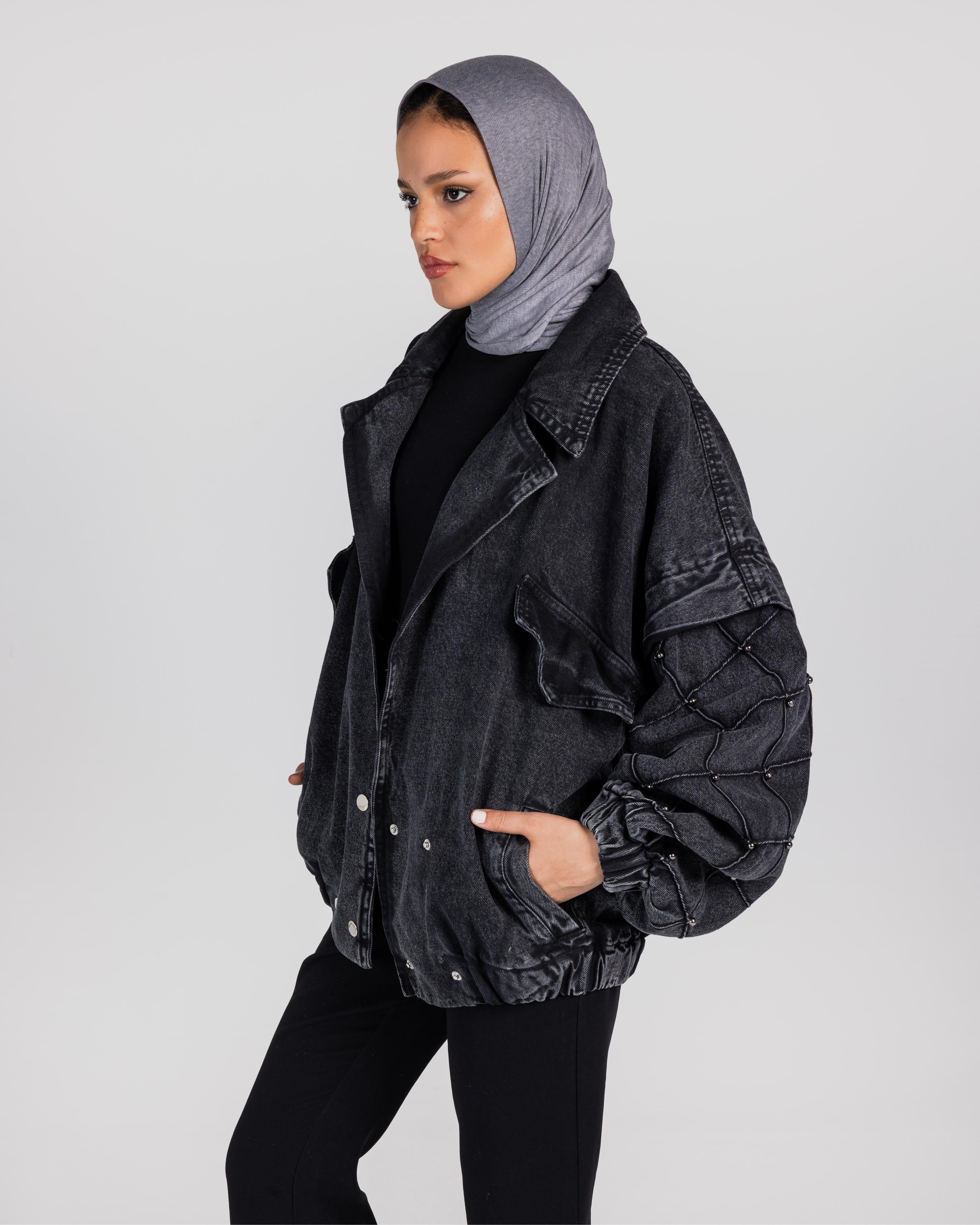 The Black Bomb Denim Jacket