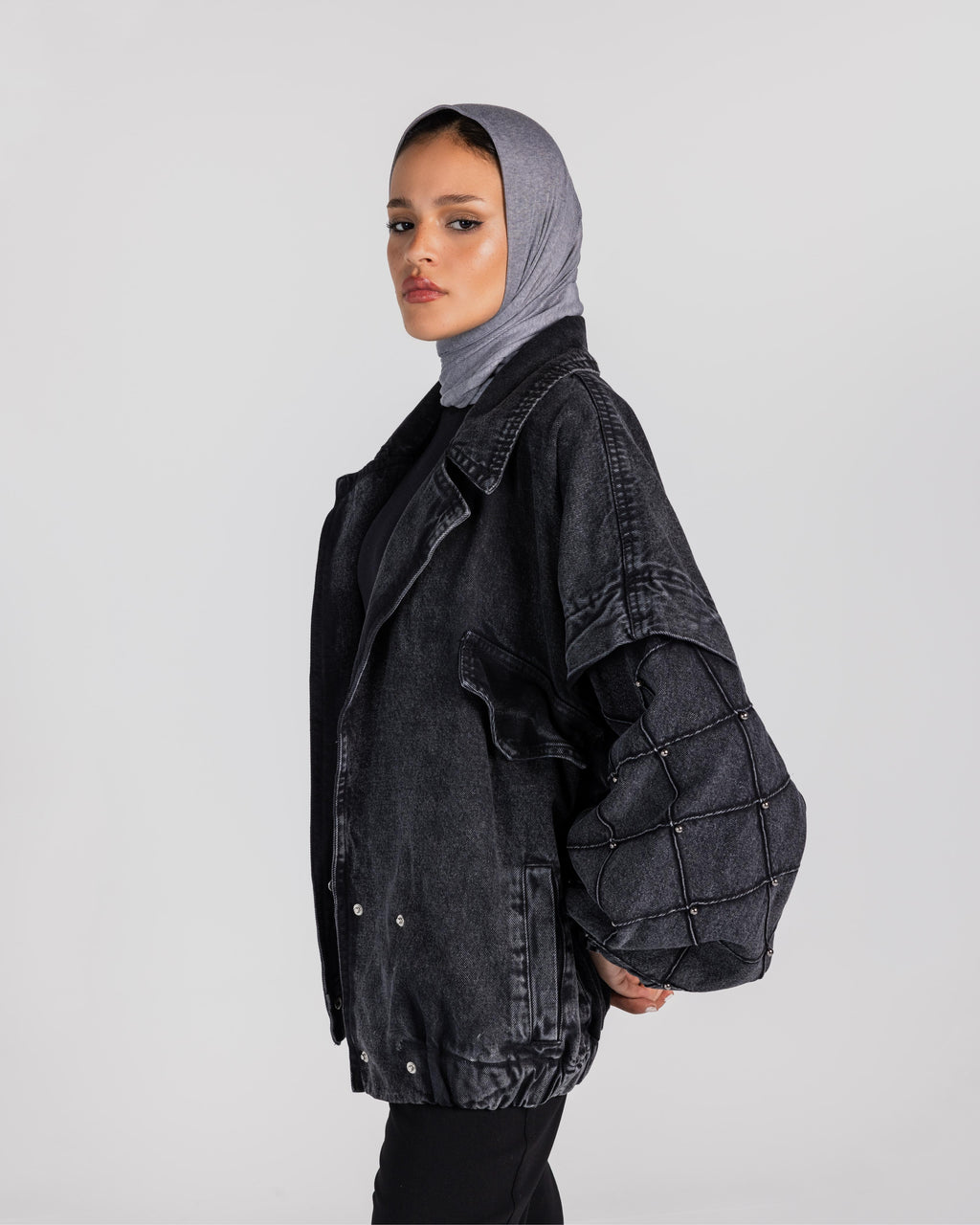 The Black Bomb Denim Jacket