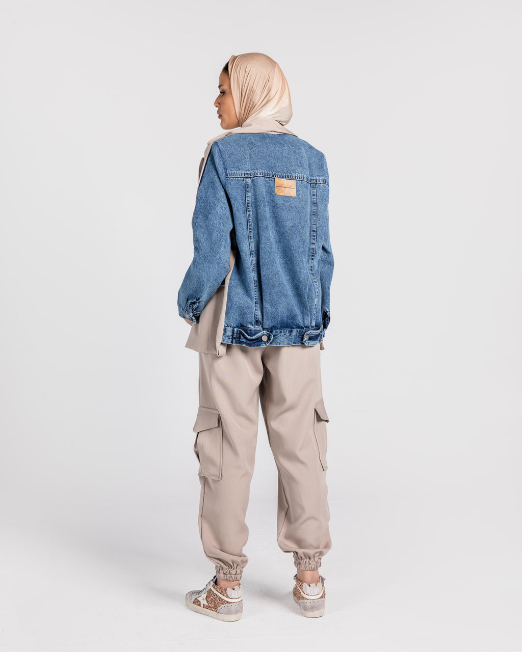 Beige Blazer Denim Set