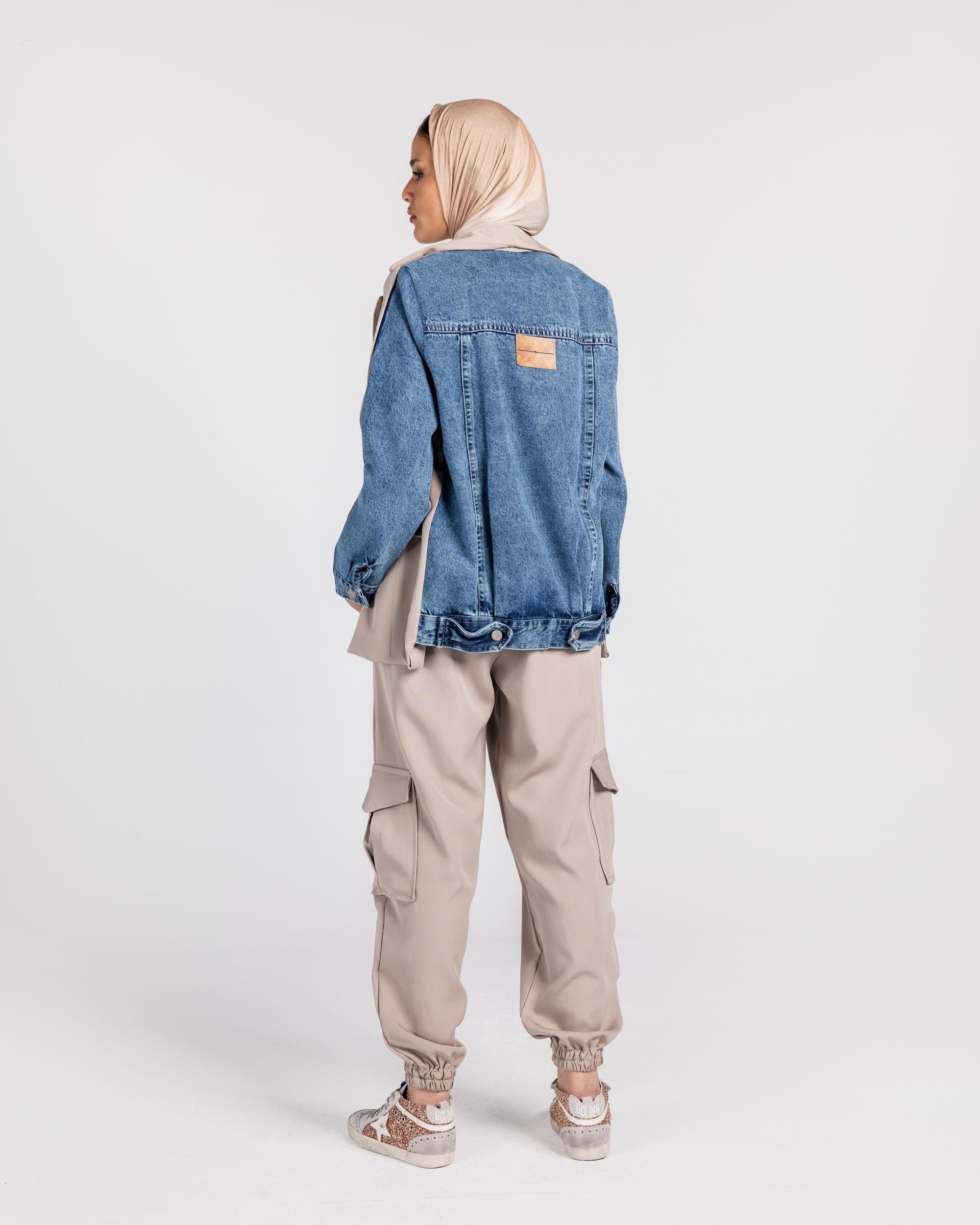 Beige Blazer Denim Set