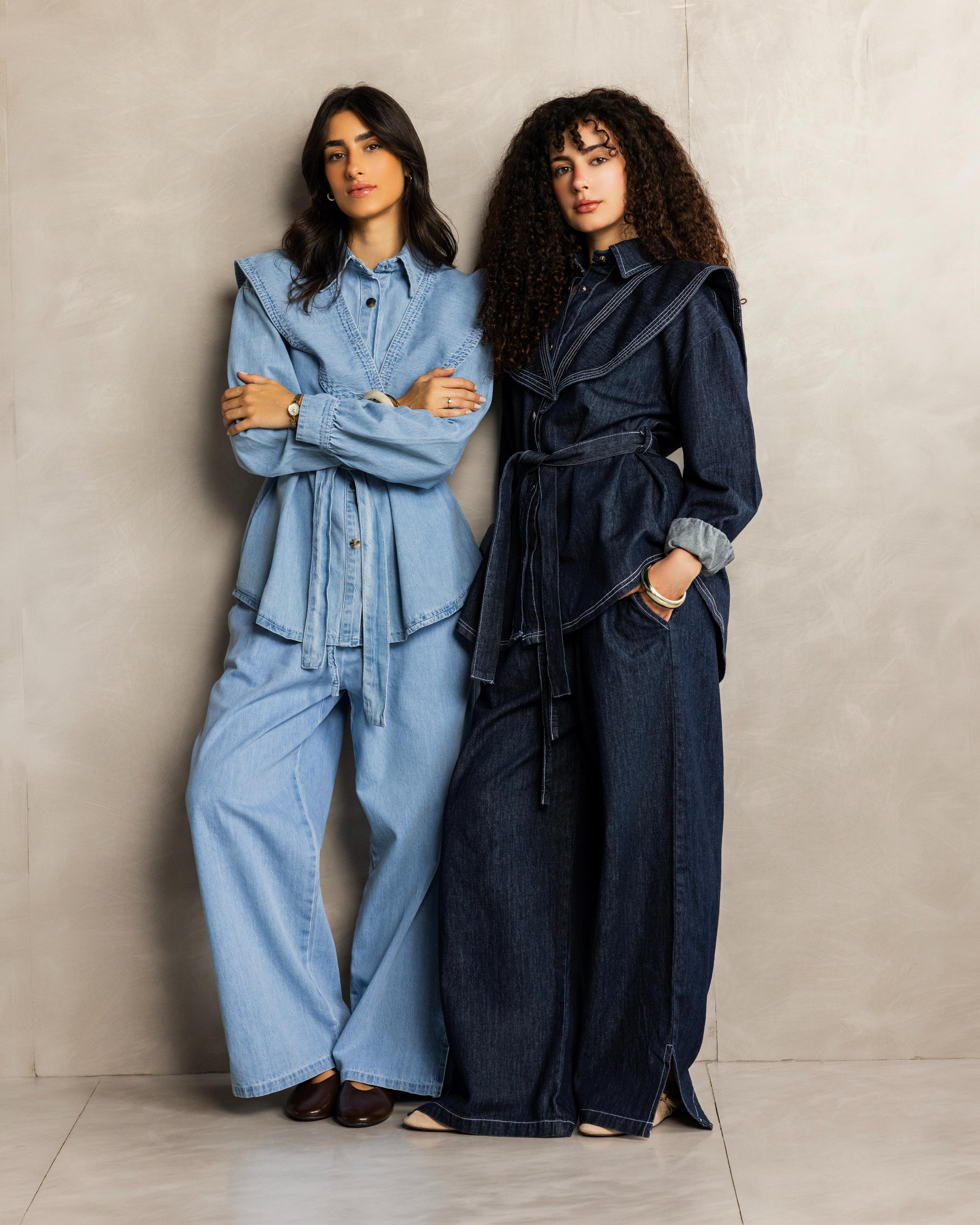 Light Blue Collar Denim Set