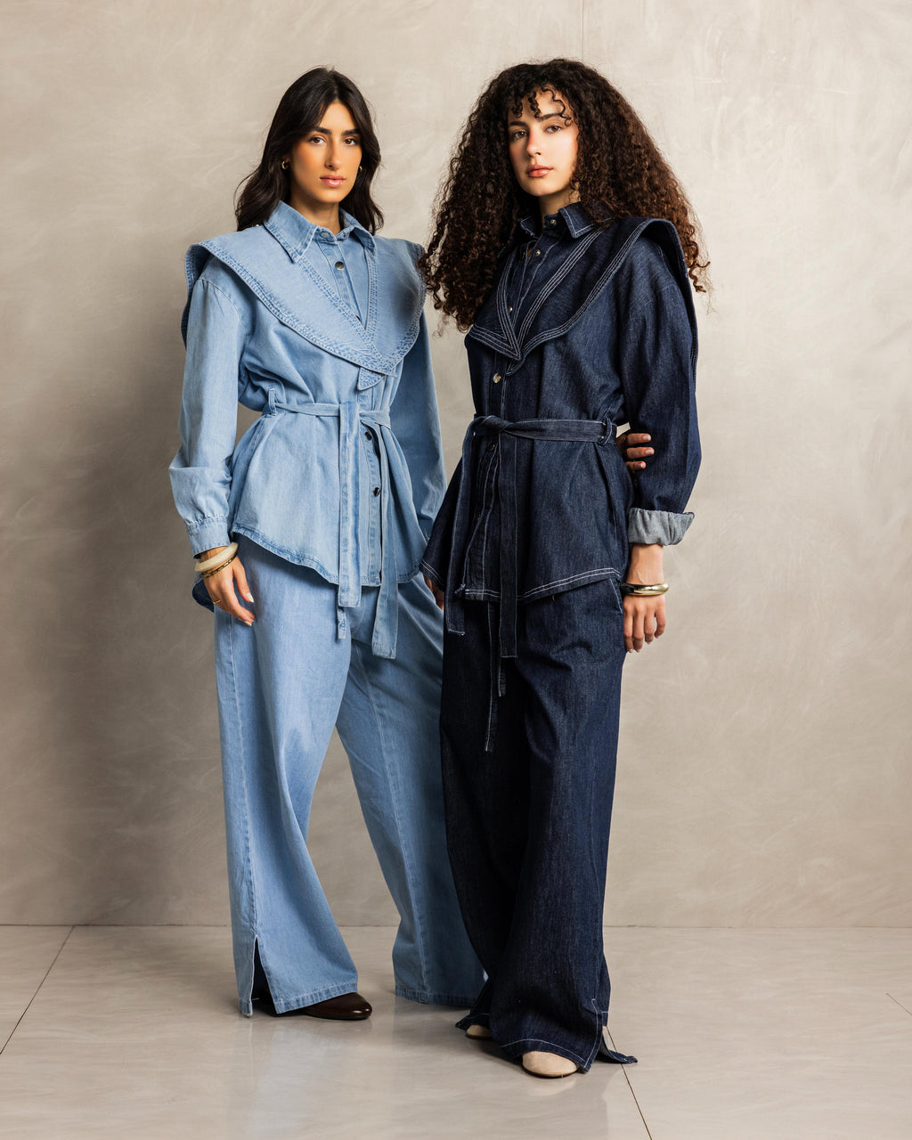 Light Blue Collar Denim Set
