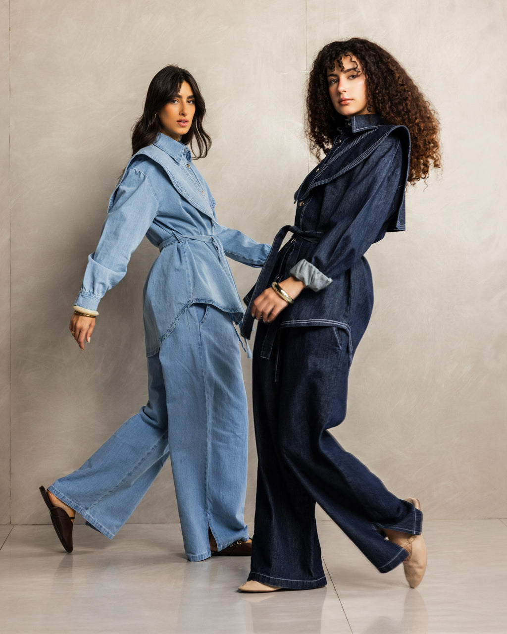 Light Blue Collar Denim Set