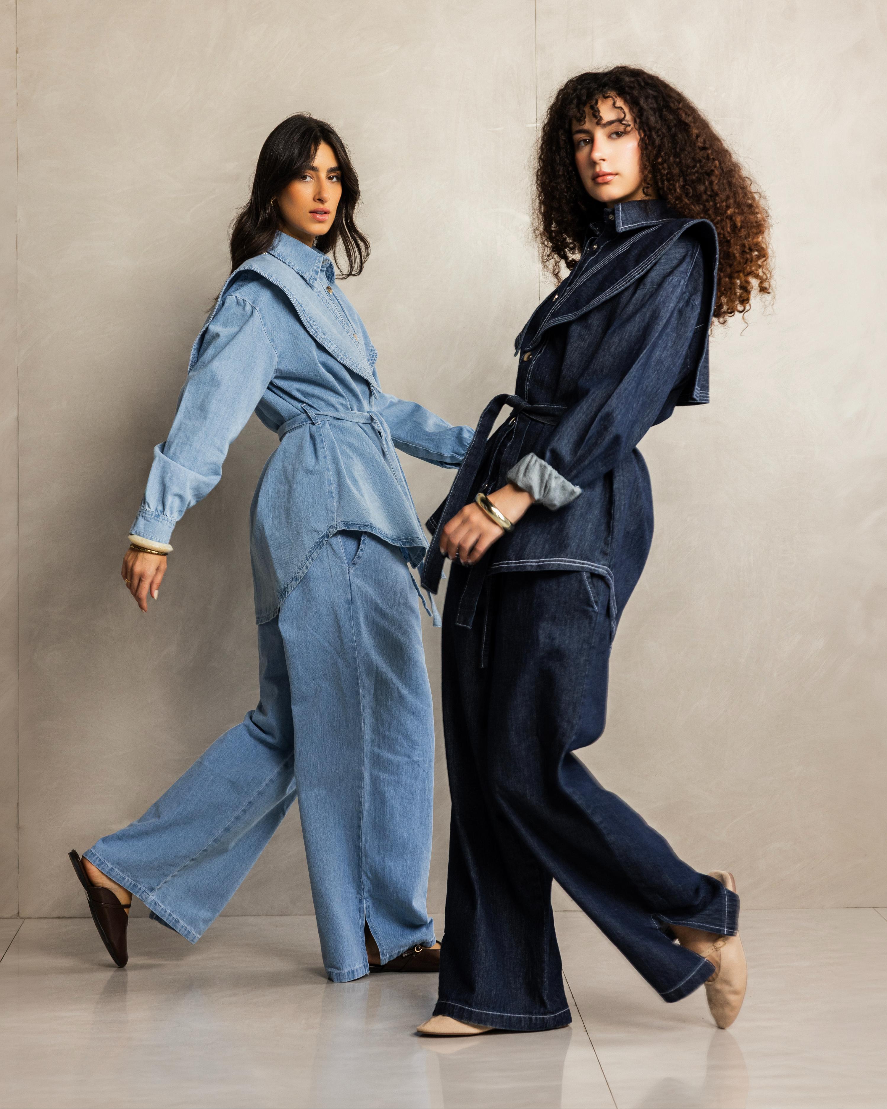 Light Blue Collar Denim Set