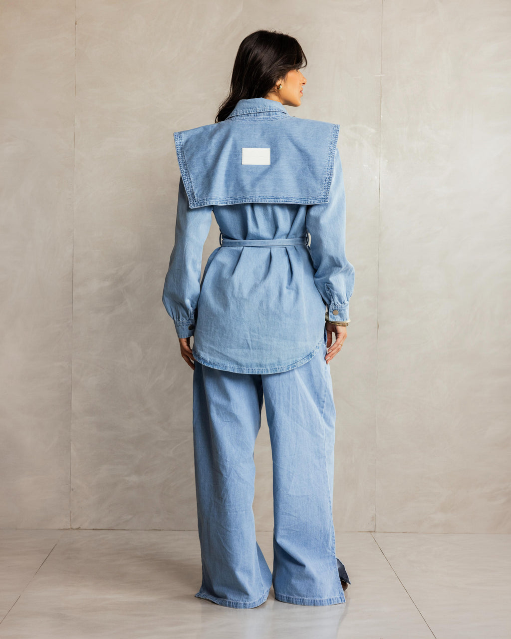 Light Blue Collar Denim Set