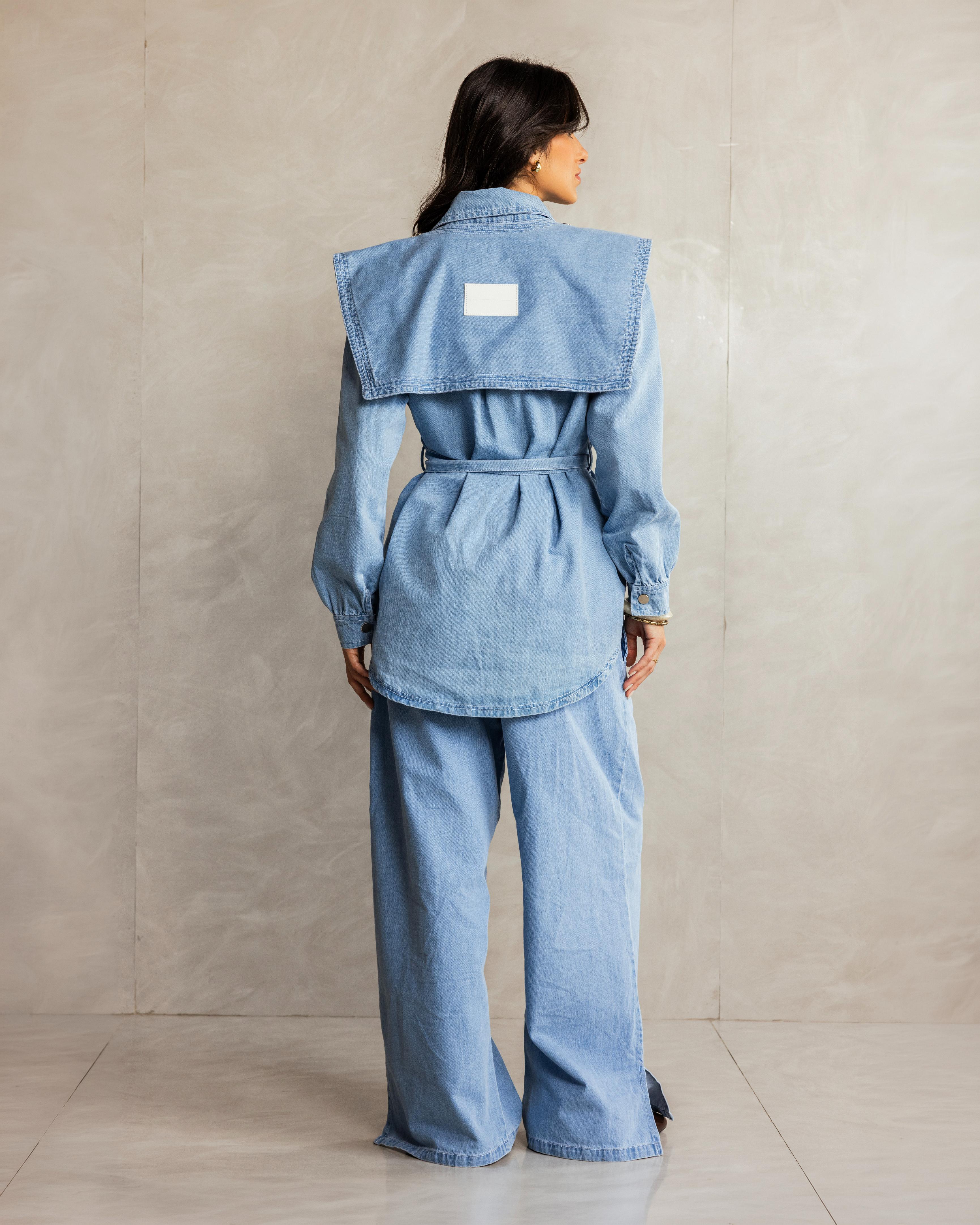 Light Blue Collar Denim Set