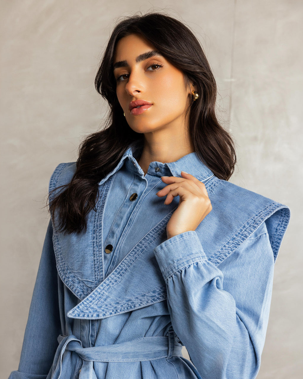 Light Blue Collar Denim Set