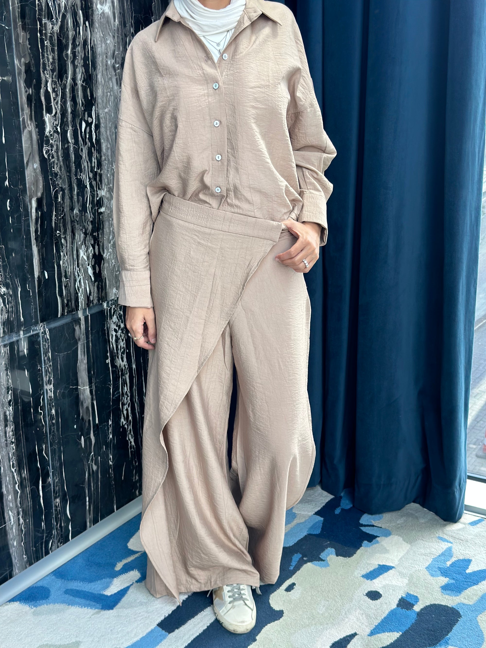Beige Crinkled Set