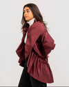 Burgundy  Elasticated Waterproof Jacket